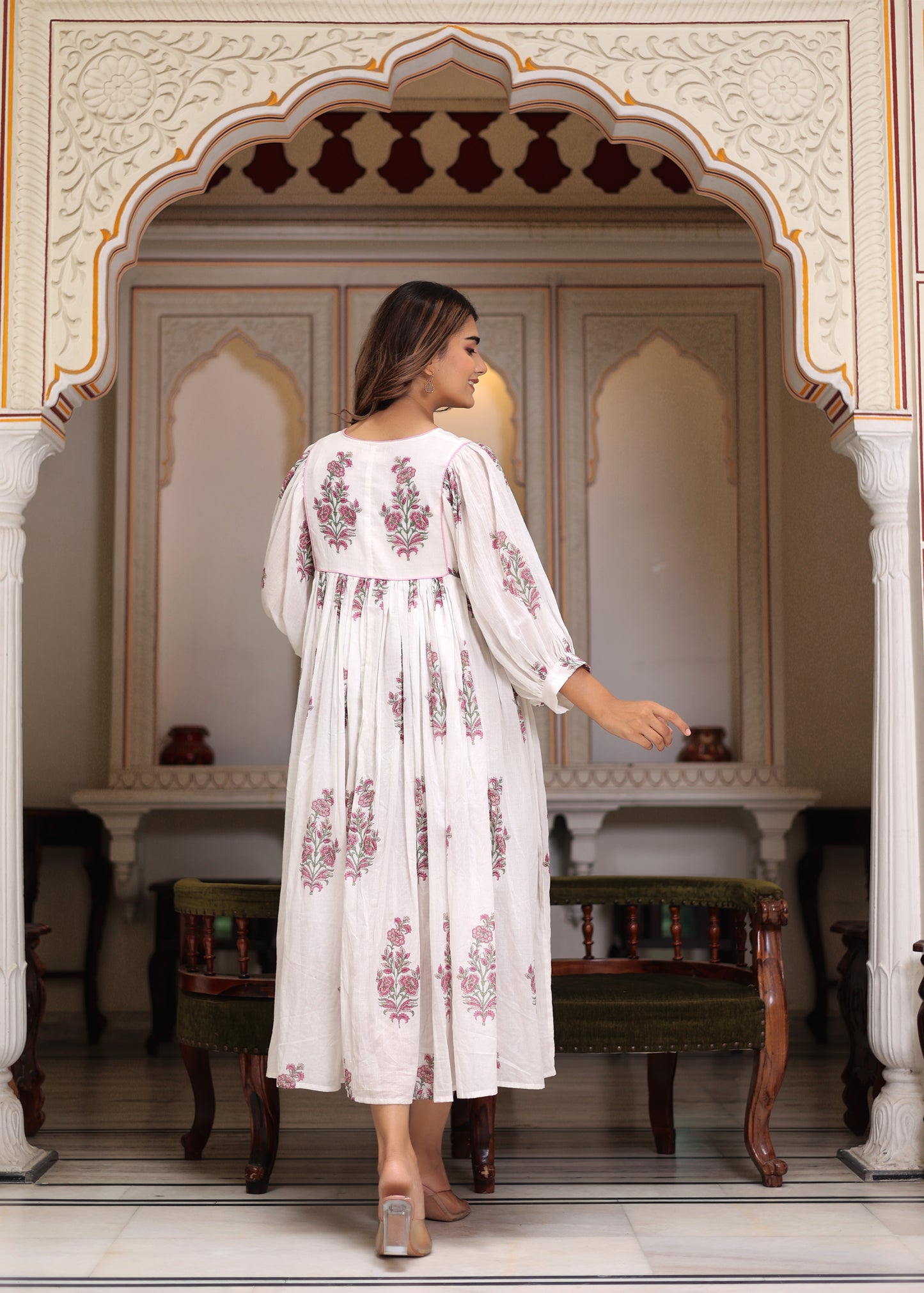 Hand Block Printed Aria Midi Dress