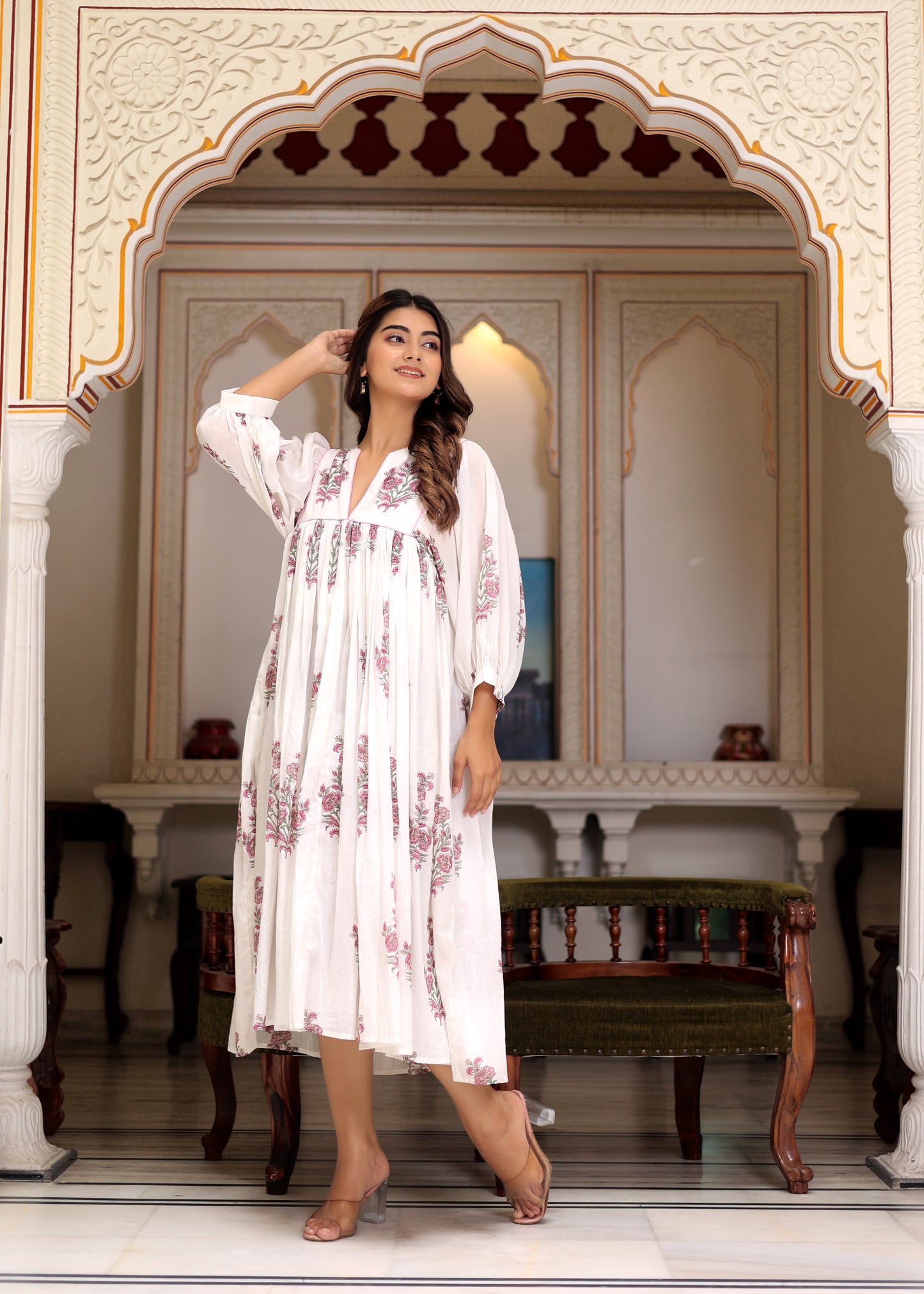 Hand Block Printed Aria Midi Dress
