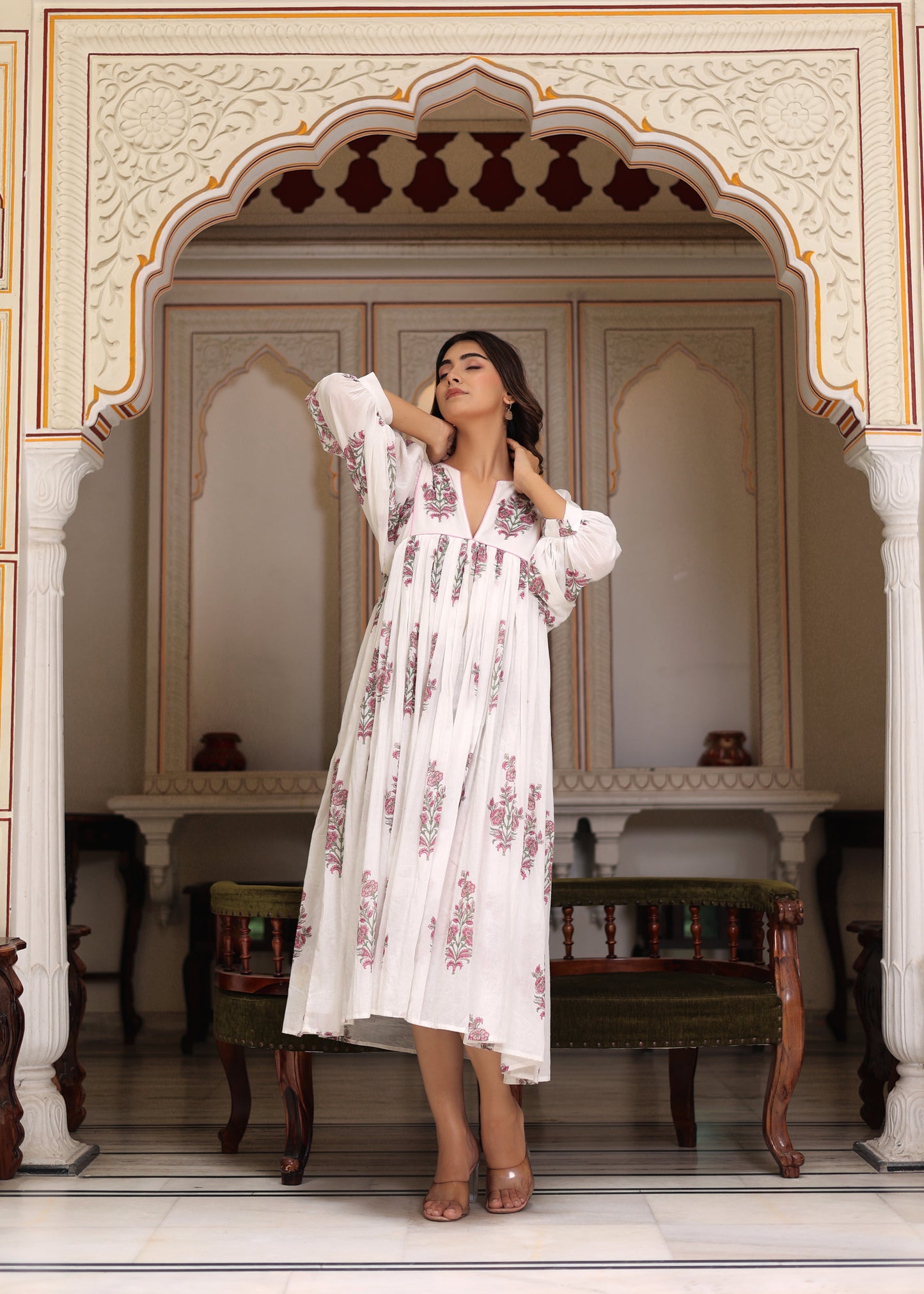 Hand Block Printed Aria Midi Dress