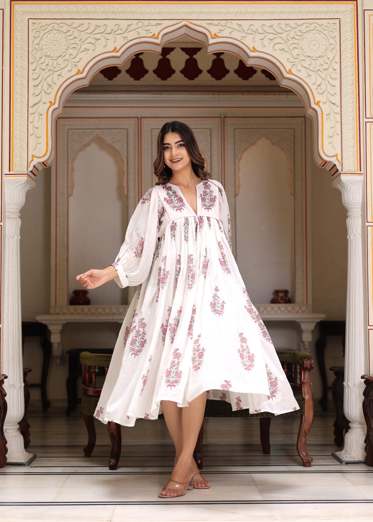 Hand Block Printed Aria Midi Dress