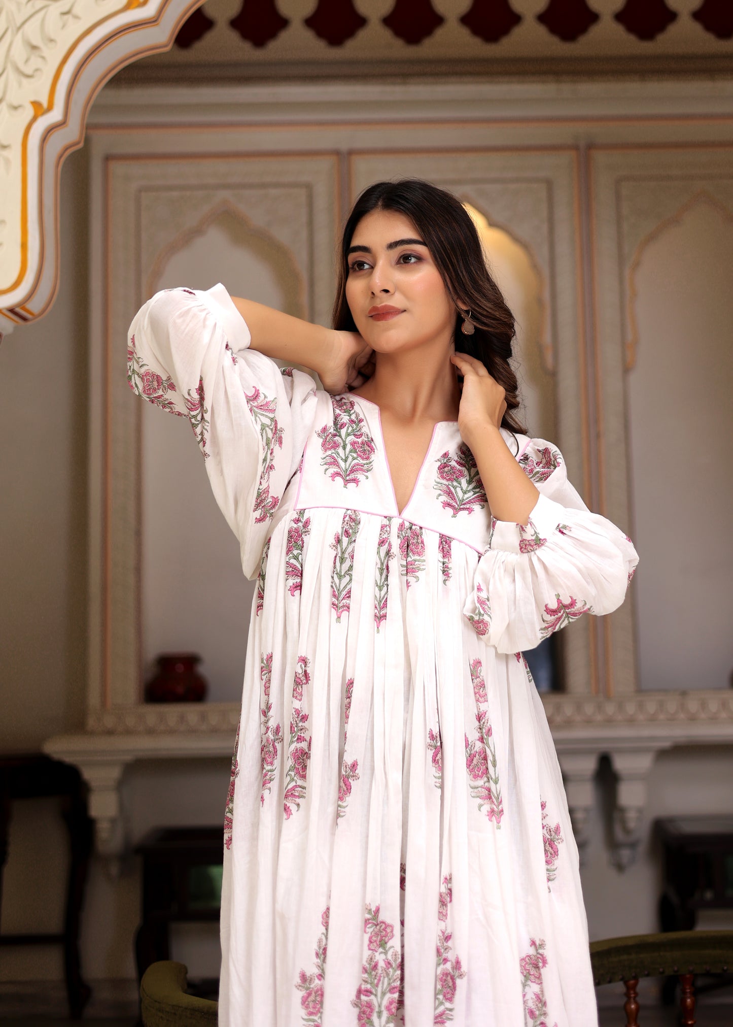 Hand Block Printed Aria Midi Dress