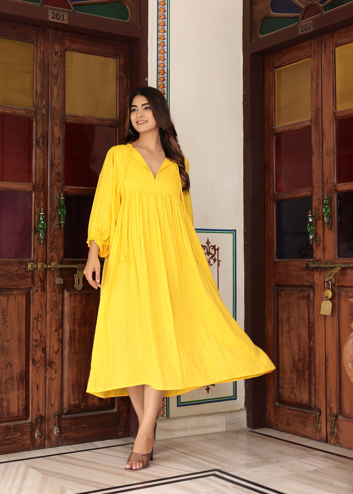 Suhani GauzeMidi ~Lime Yellow