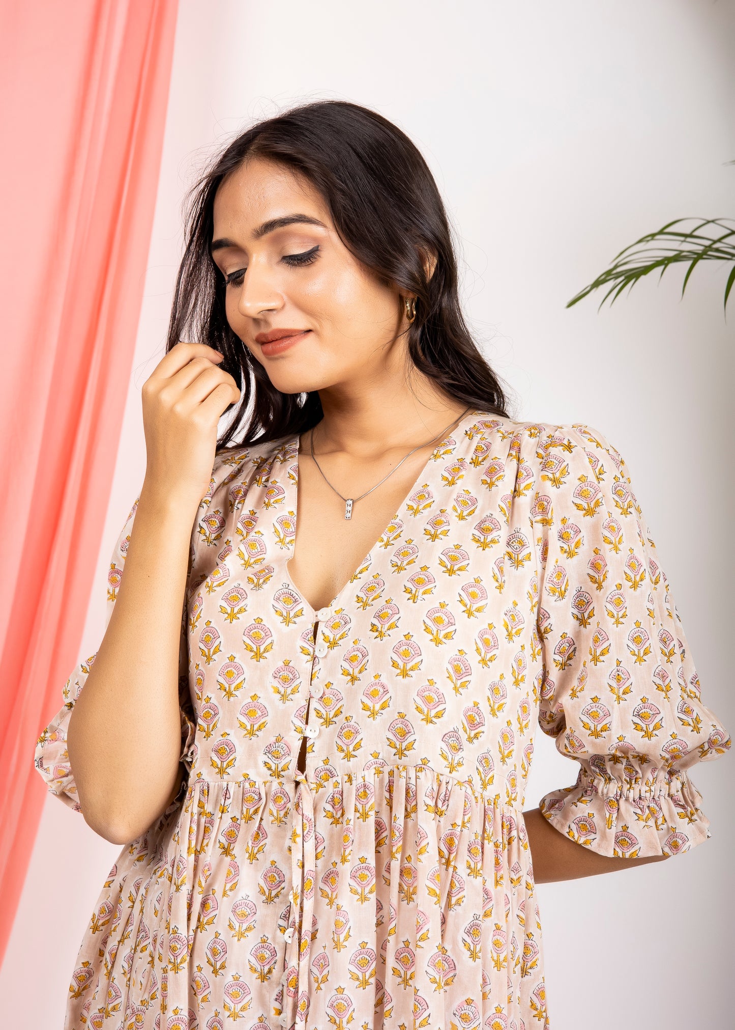 Beautiful Hand Block printed Scarlet Maxi Dress