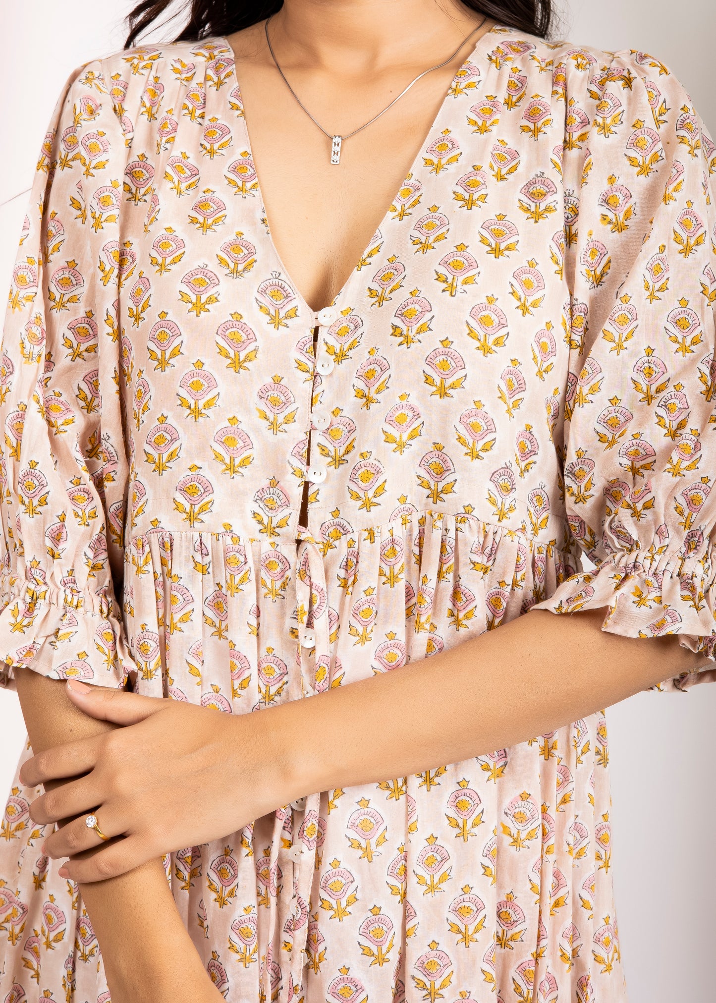 Beautiful Hand Block printed Scarlet Maxi Dress
