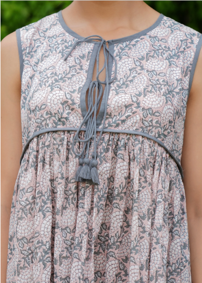 Madrid Olive Floral Cotton Midi Dress