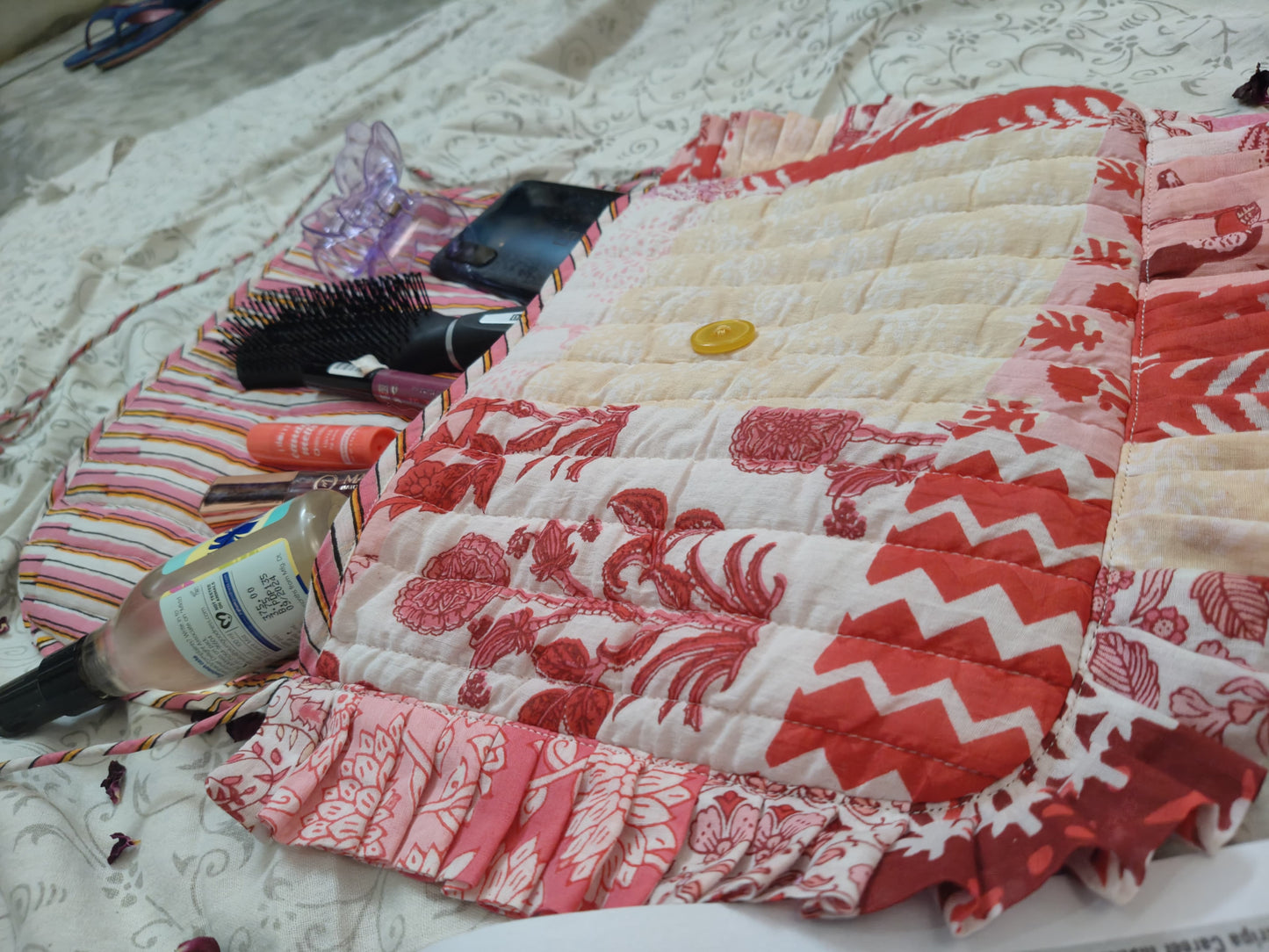 Hand Block Printed Quilted Sling Bag – Rosy Patch