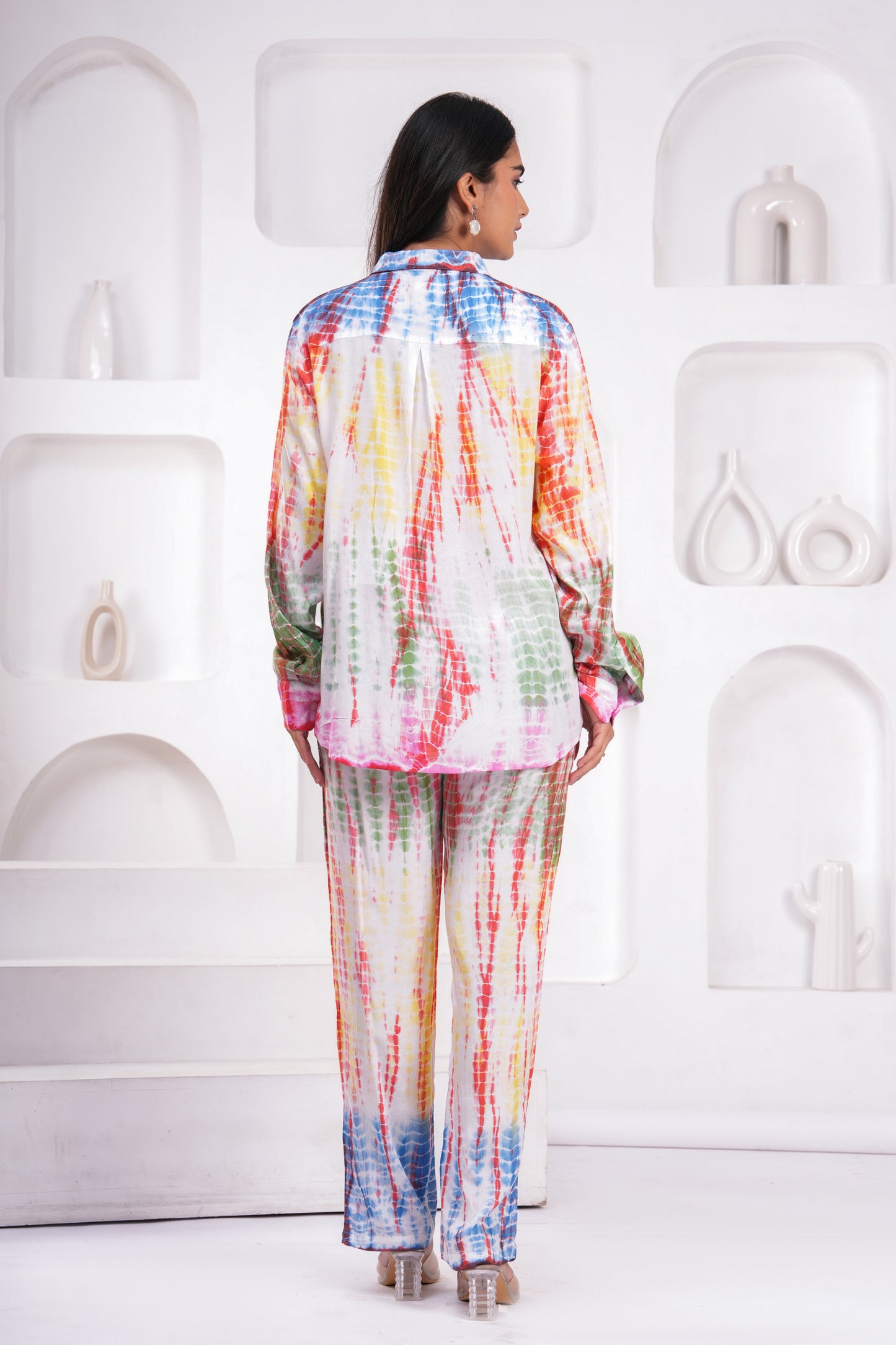 Rainbow Tie-Dye Santoon Co-ord Set – Relaxed Fit with Long Cuff Sleeves