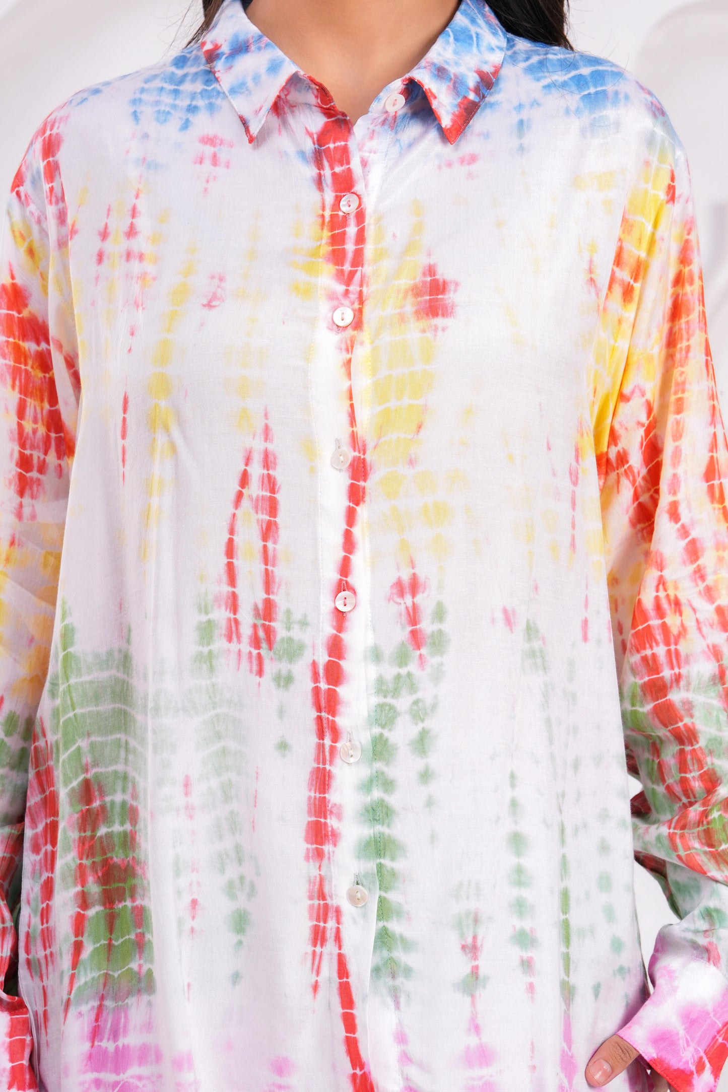 Rainbow Tie-Dye Santoon Co-ord Set – Relaxed Fit with Long Cuff Sleeves