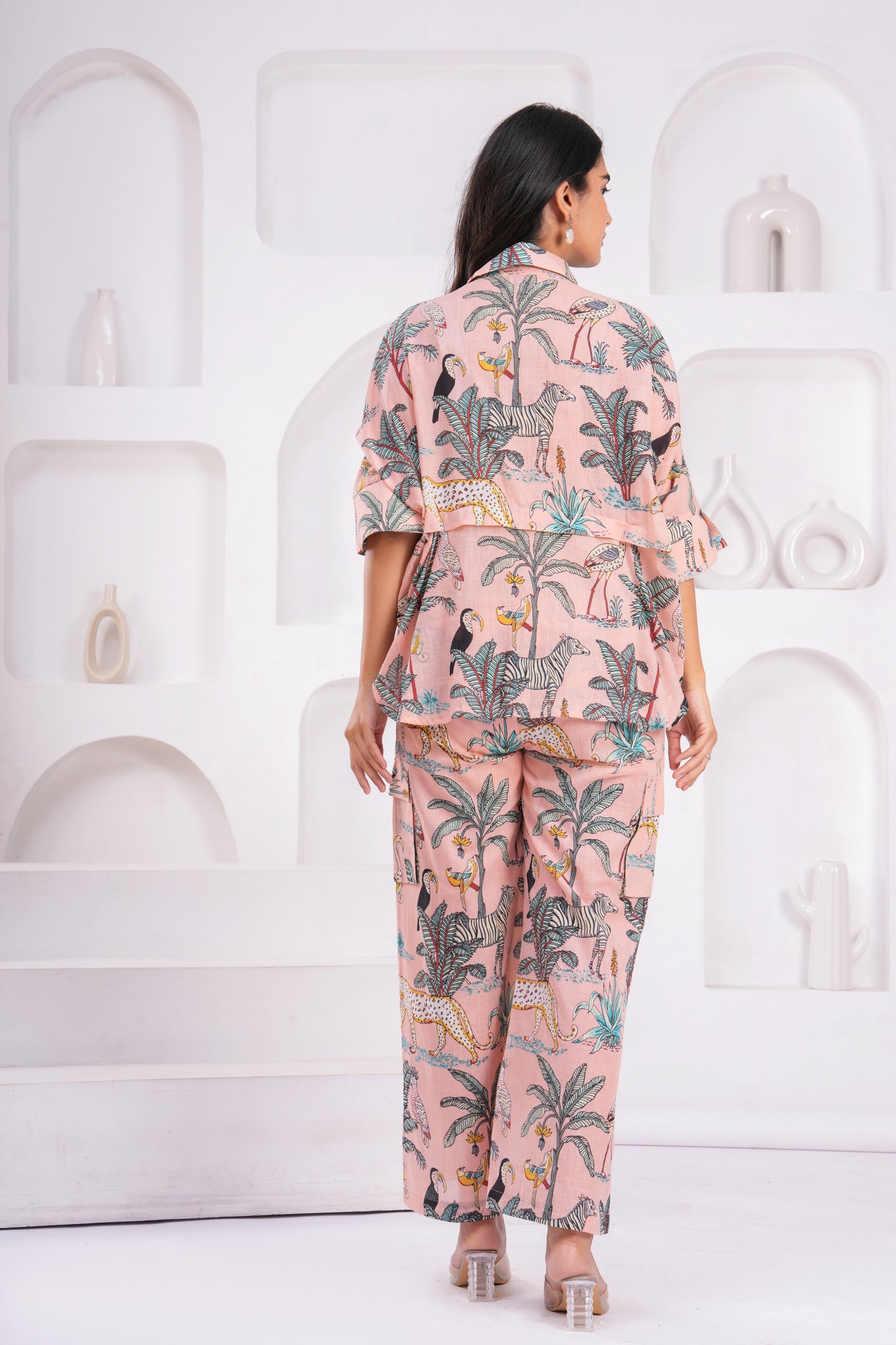Safari Print Hand Block Cotton Co-ord Set – Relaxed Fit with Half Sleeves