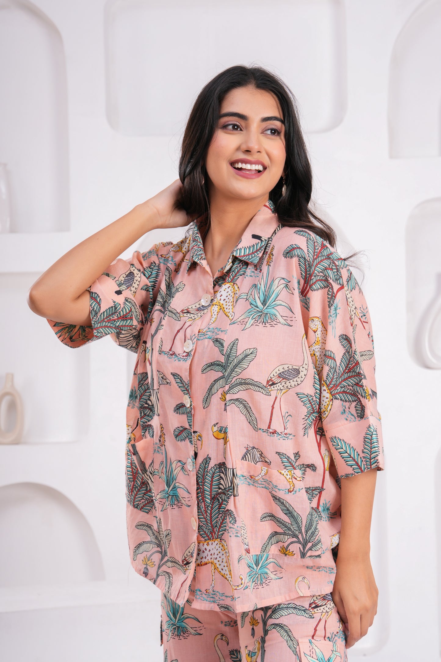 Safari Print Hand Block Cotton Co-ord Set – Relaxed Fit with Half Sleeves