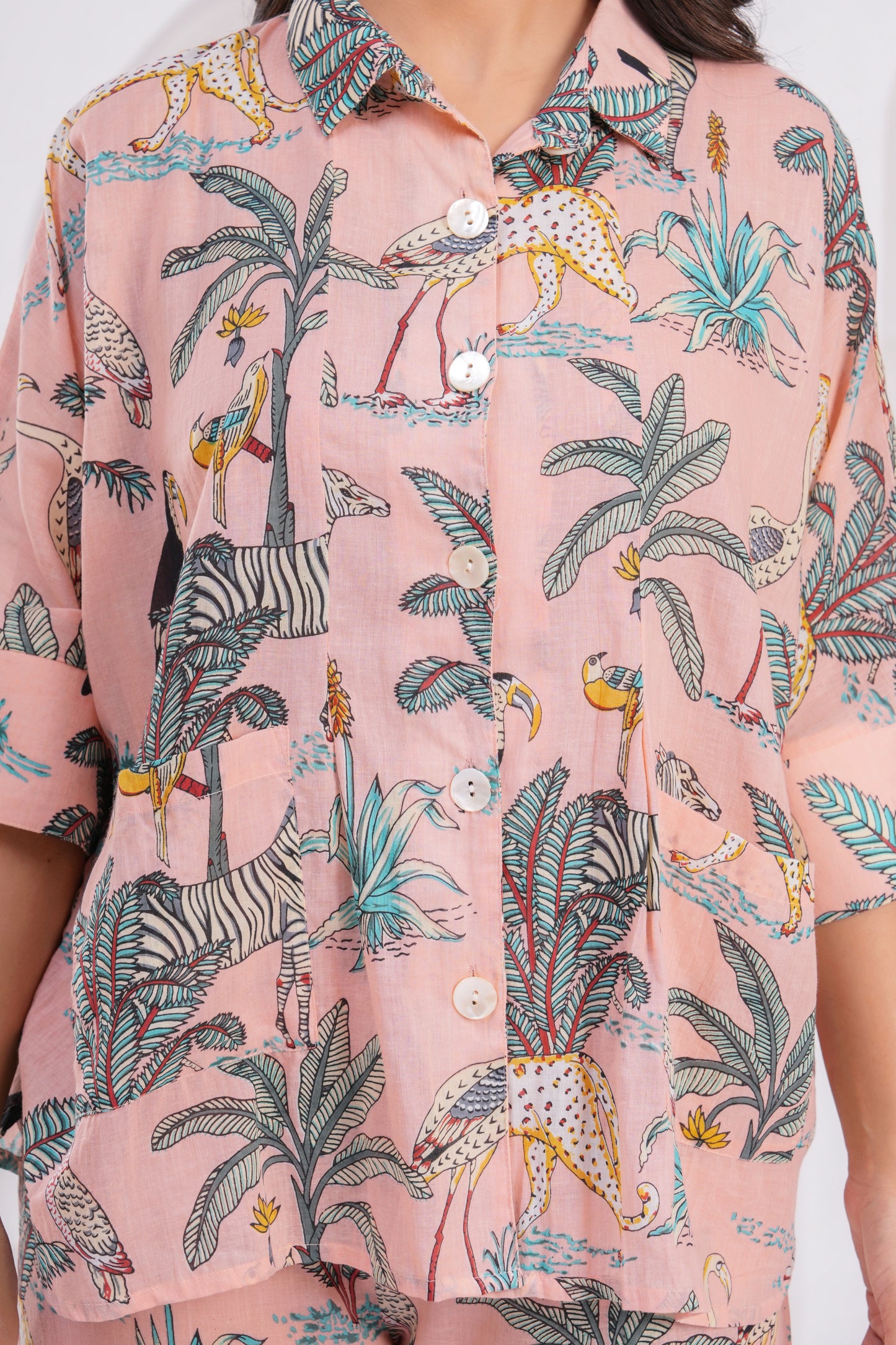 Safari Print Hand Block Cotton Co-ord Set – Relaxed Fit with Half Sleeves