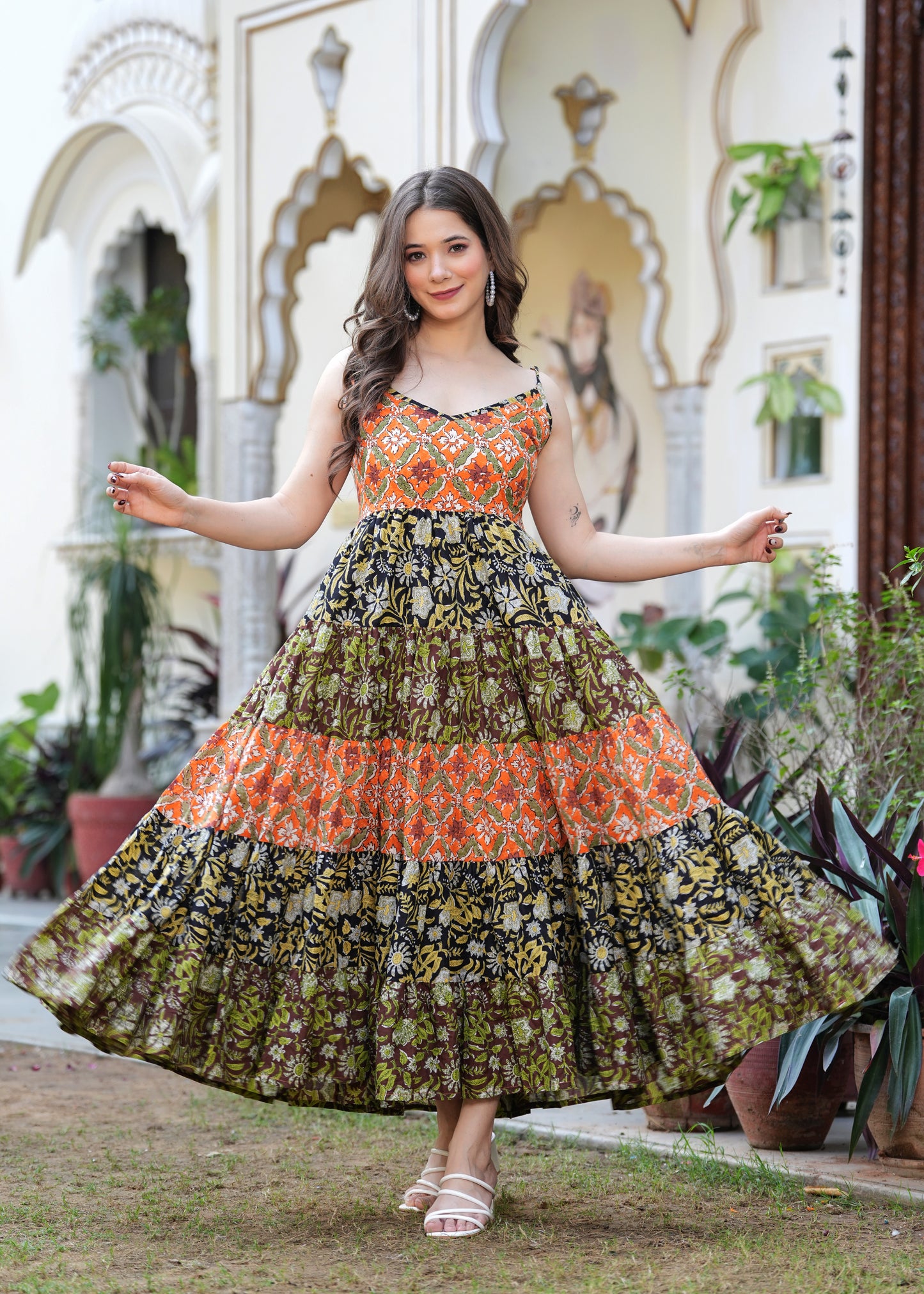 Introducing Hand block Printed Multicolor Midi Dress