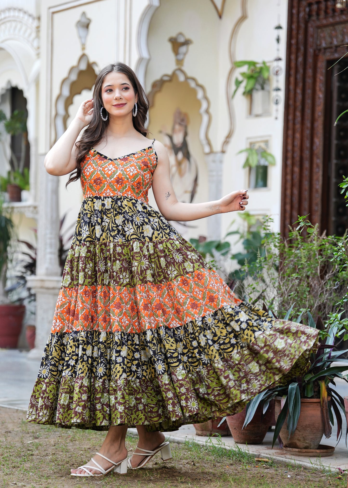 Introducing Hand block Printed Multicolor Midi Dress
