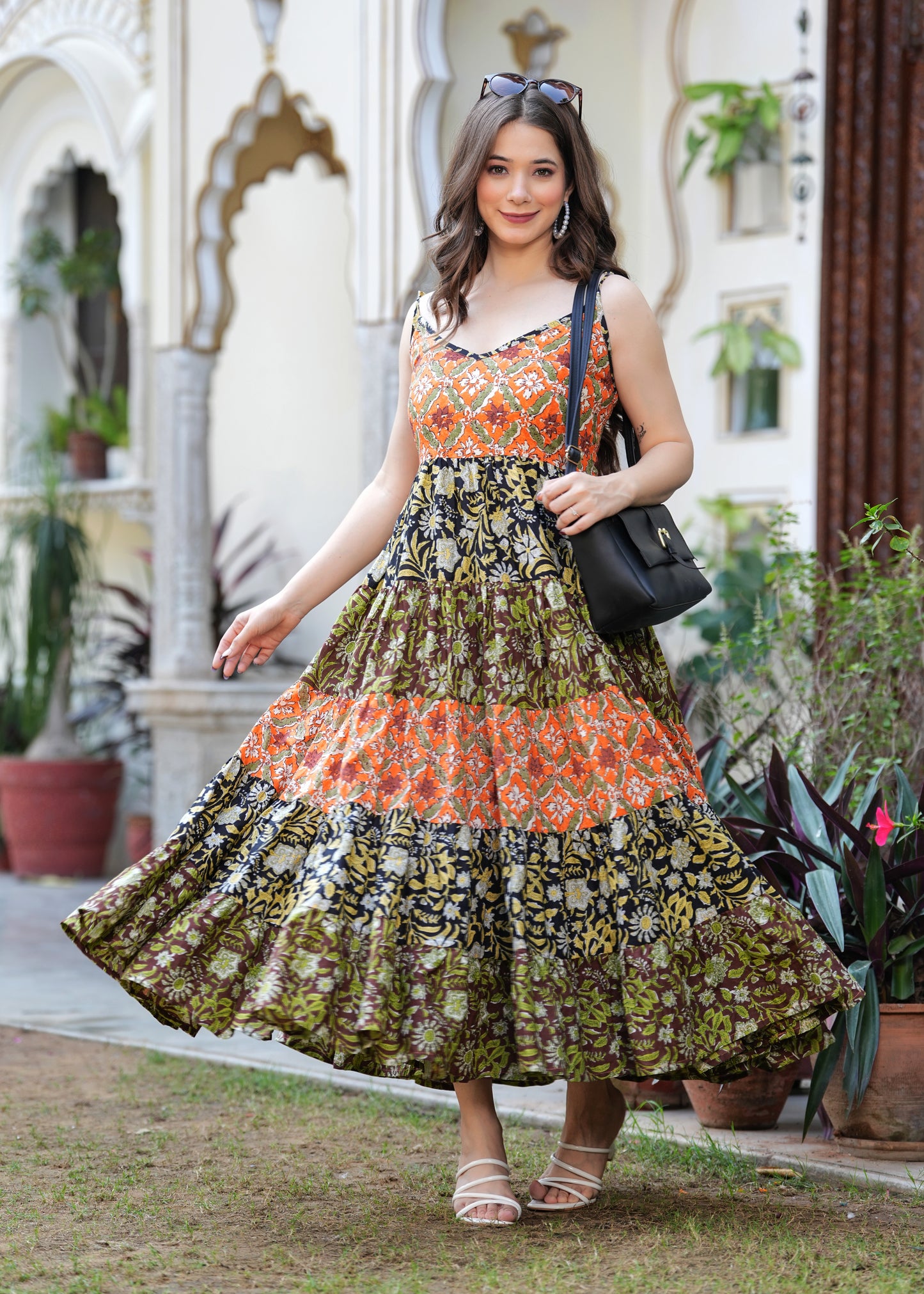 Introducing Hand block Printed Multicolor Midi Dress