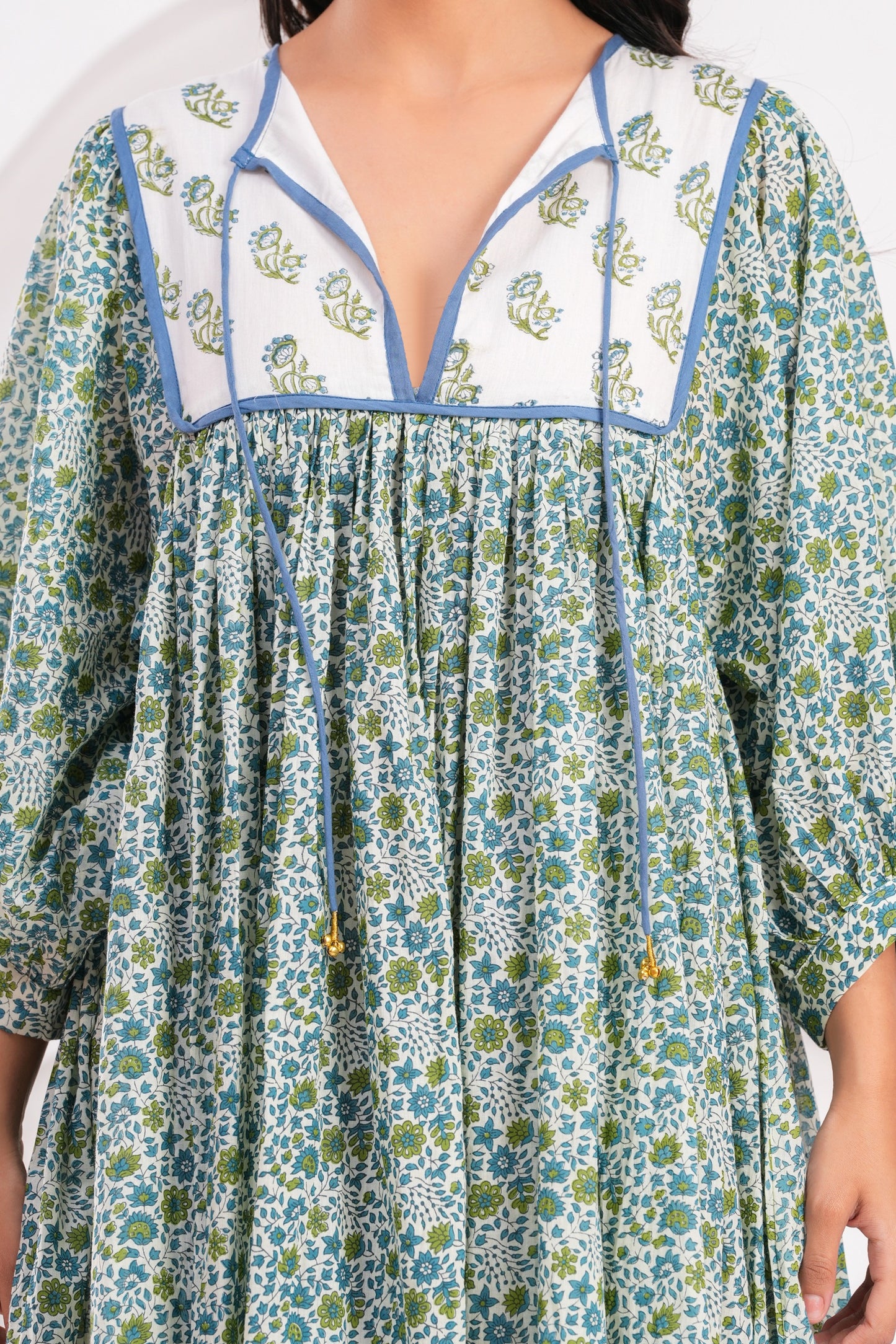 Hand Block Printed Hailey Midi~ Hydrangea