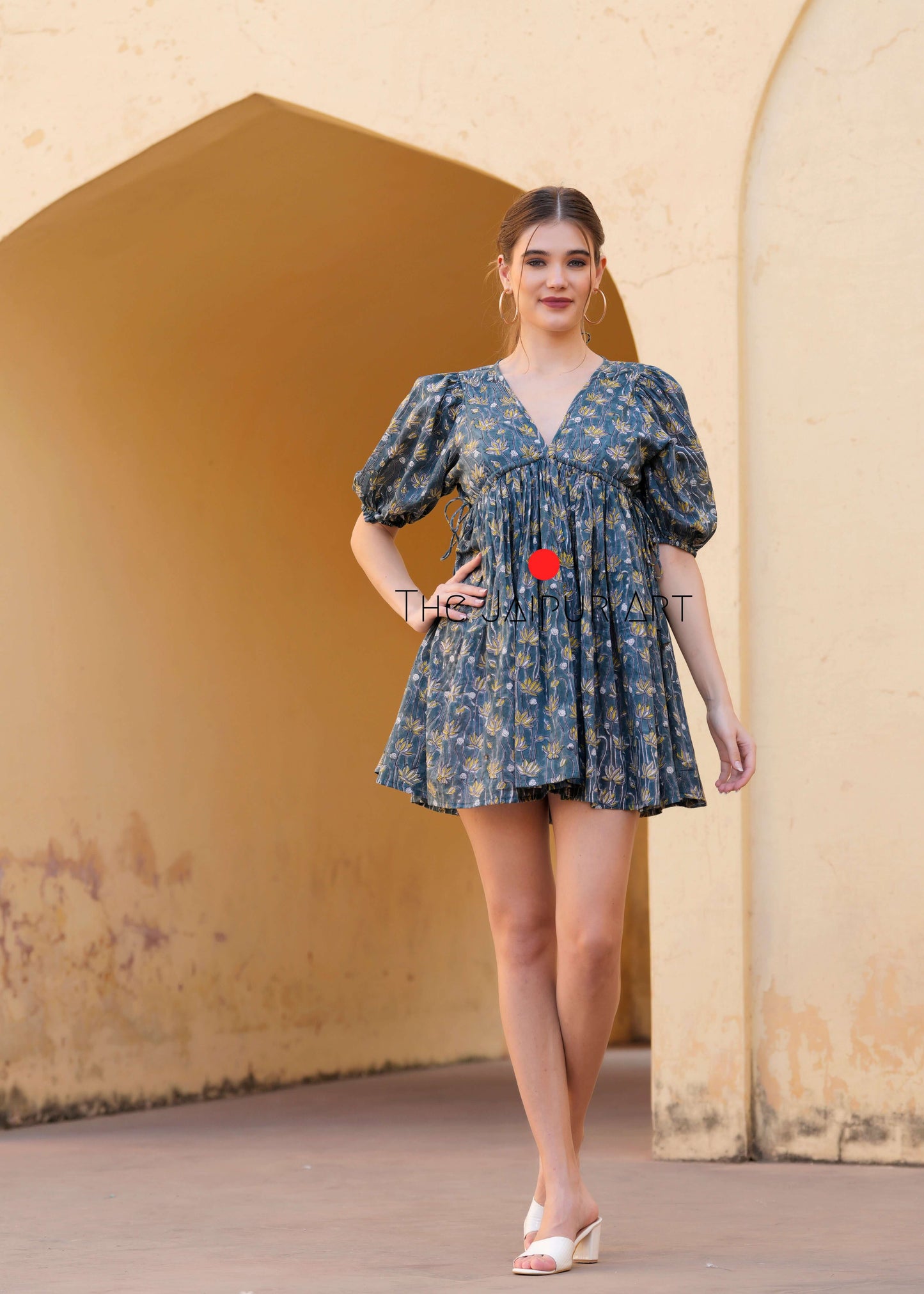 Handblock Printed New arrival Cotton Akiha Mini Dress