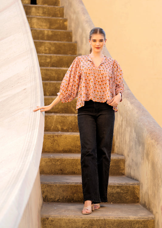 Beautiful Block printed Chic Anya  Blouse