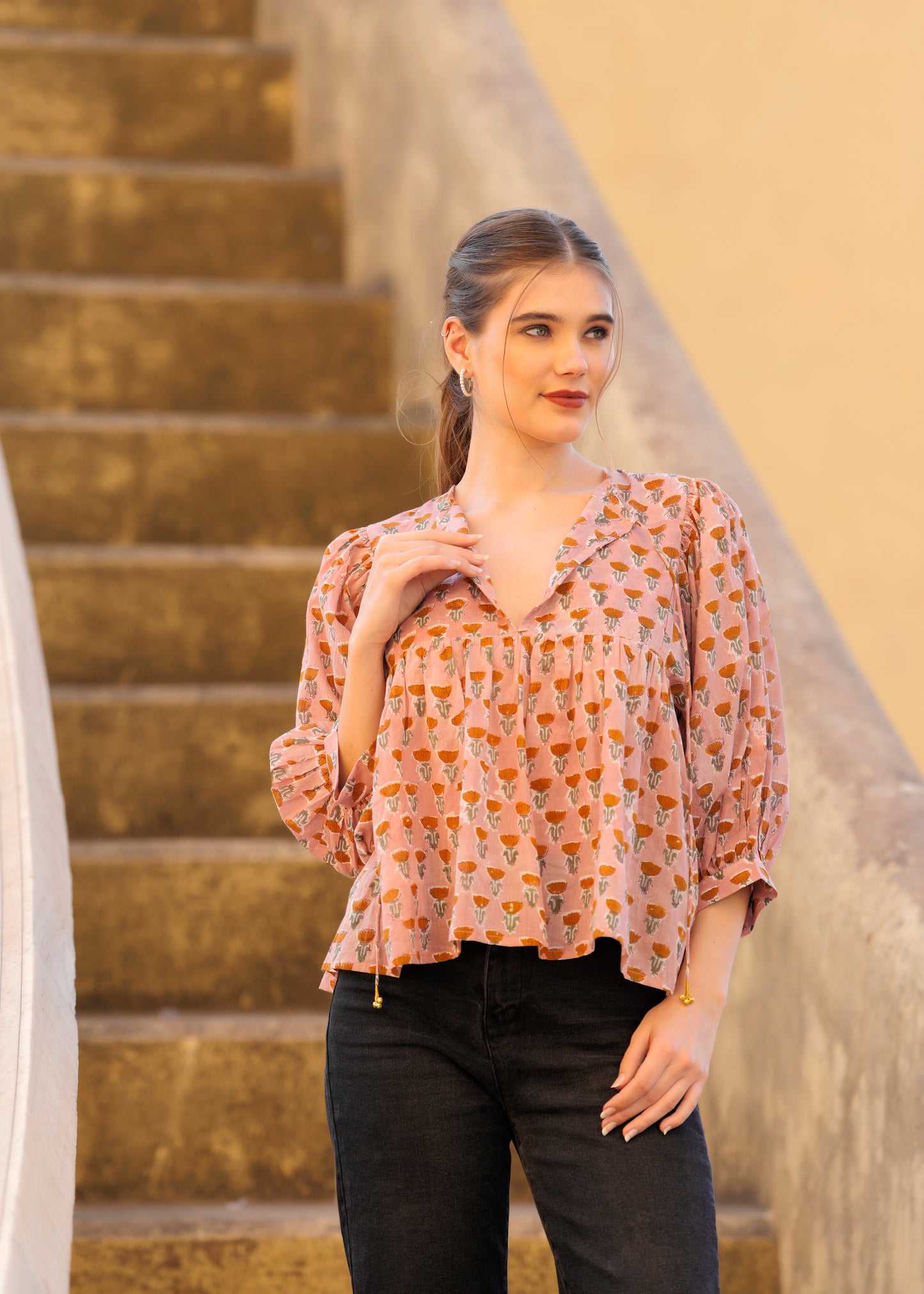 Beautiful Block printed Chic Anya Blouse