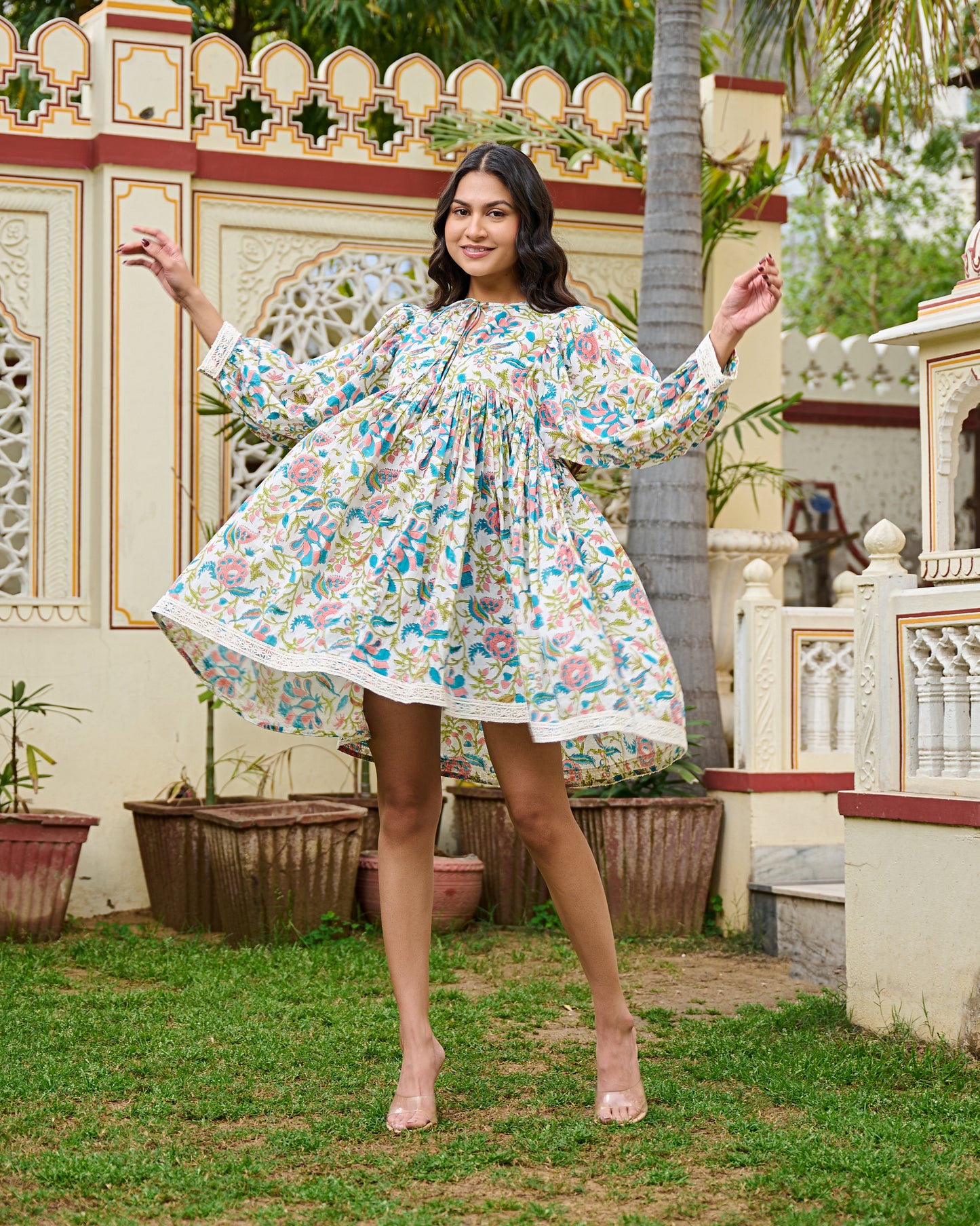 Beautiful Hand Block printed Cotton Mini Dress
