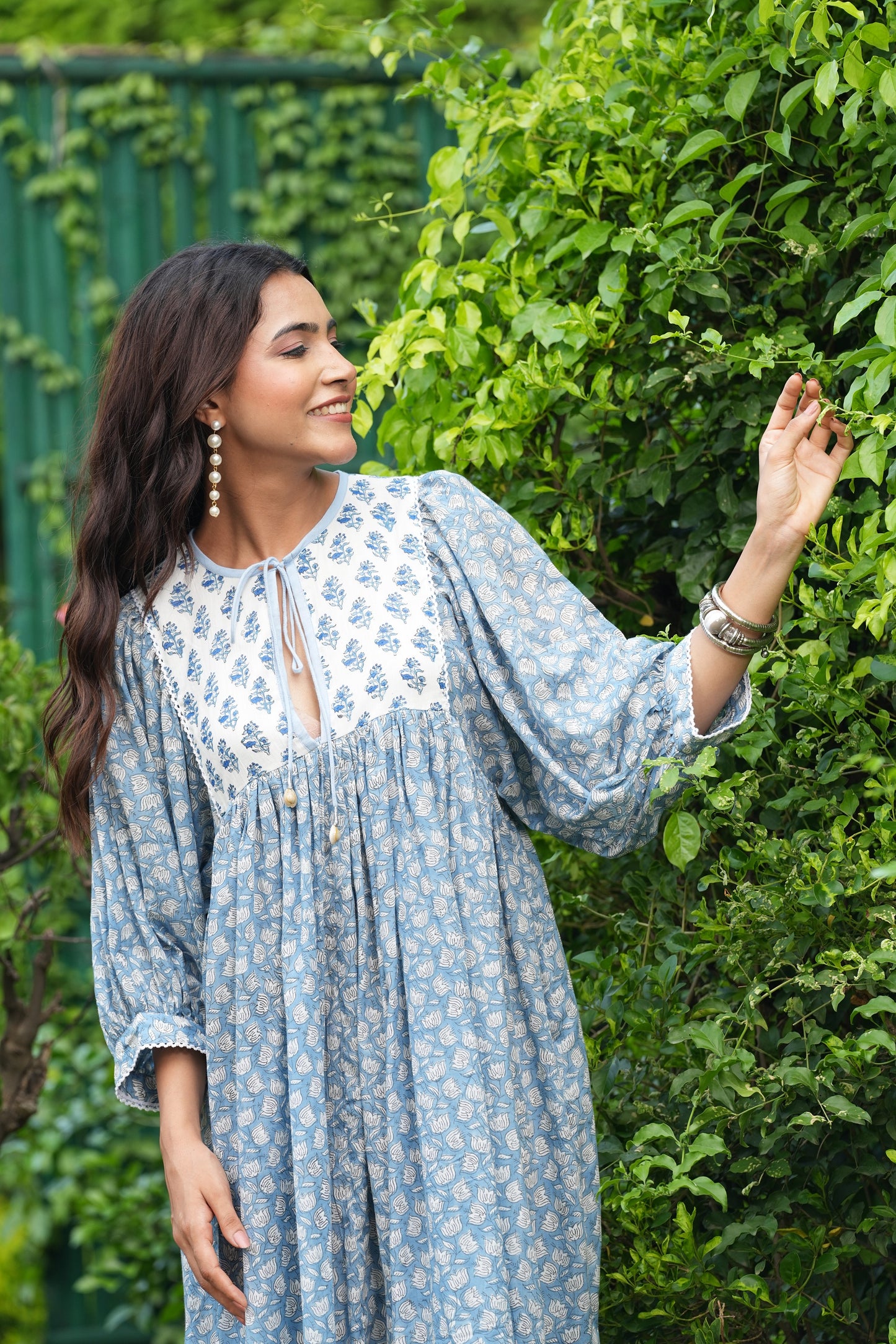Hand Block Printed Hailey Midi Dress~ Orange