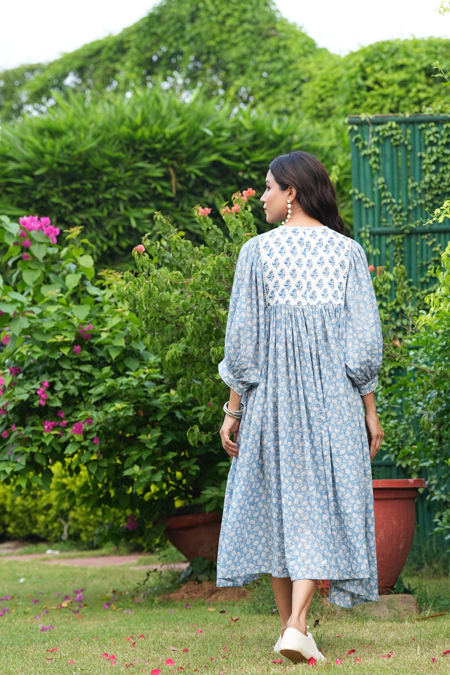 Hand Block Printed Hailey Midi~ Hydrangea
