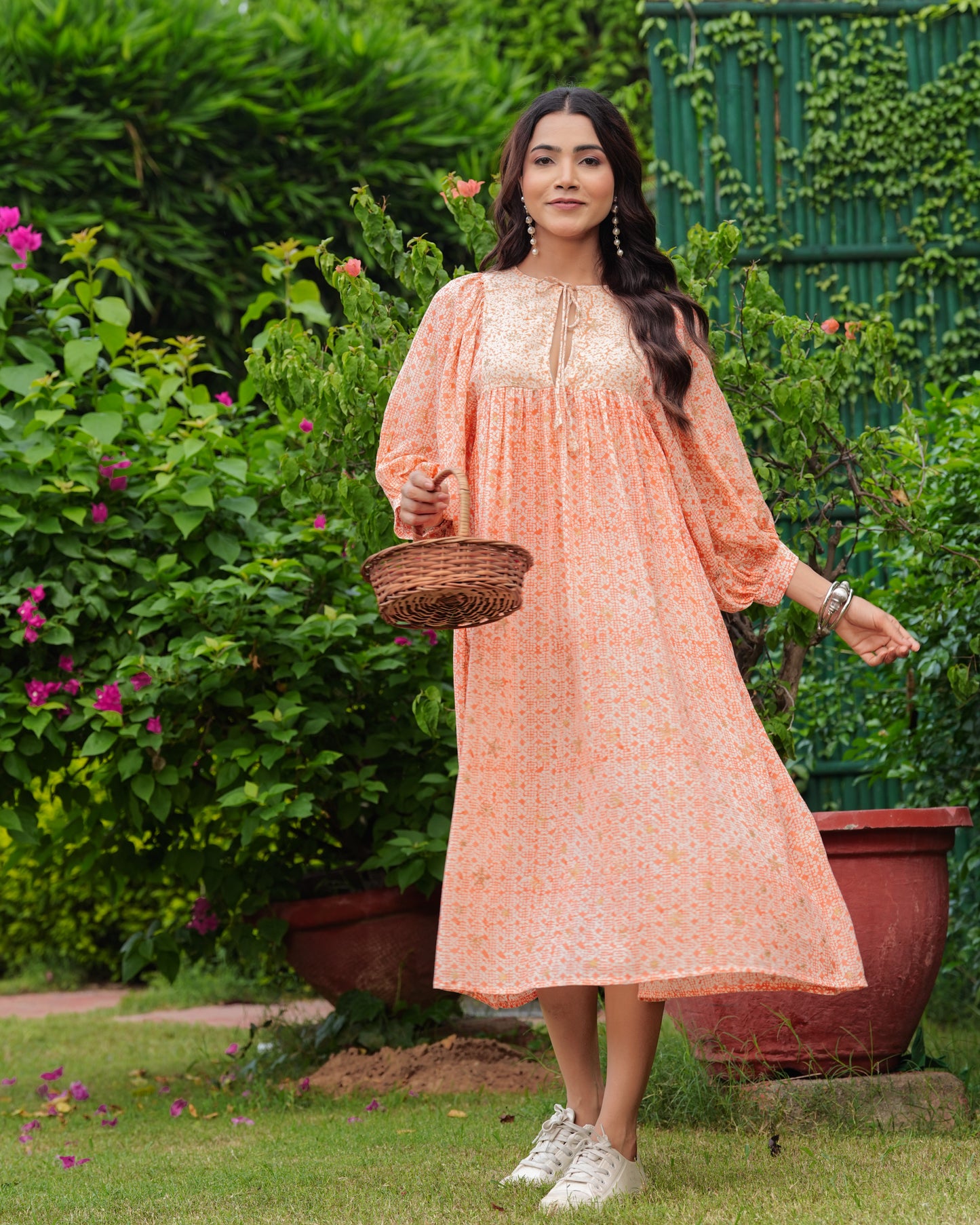 Hand Block Printed Gauri Midi~Mood Indigo Dress