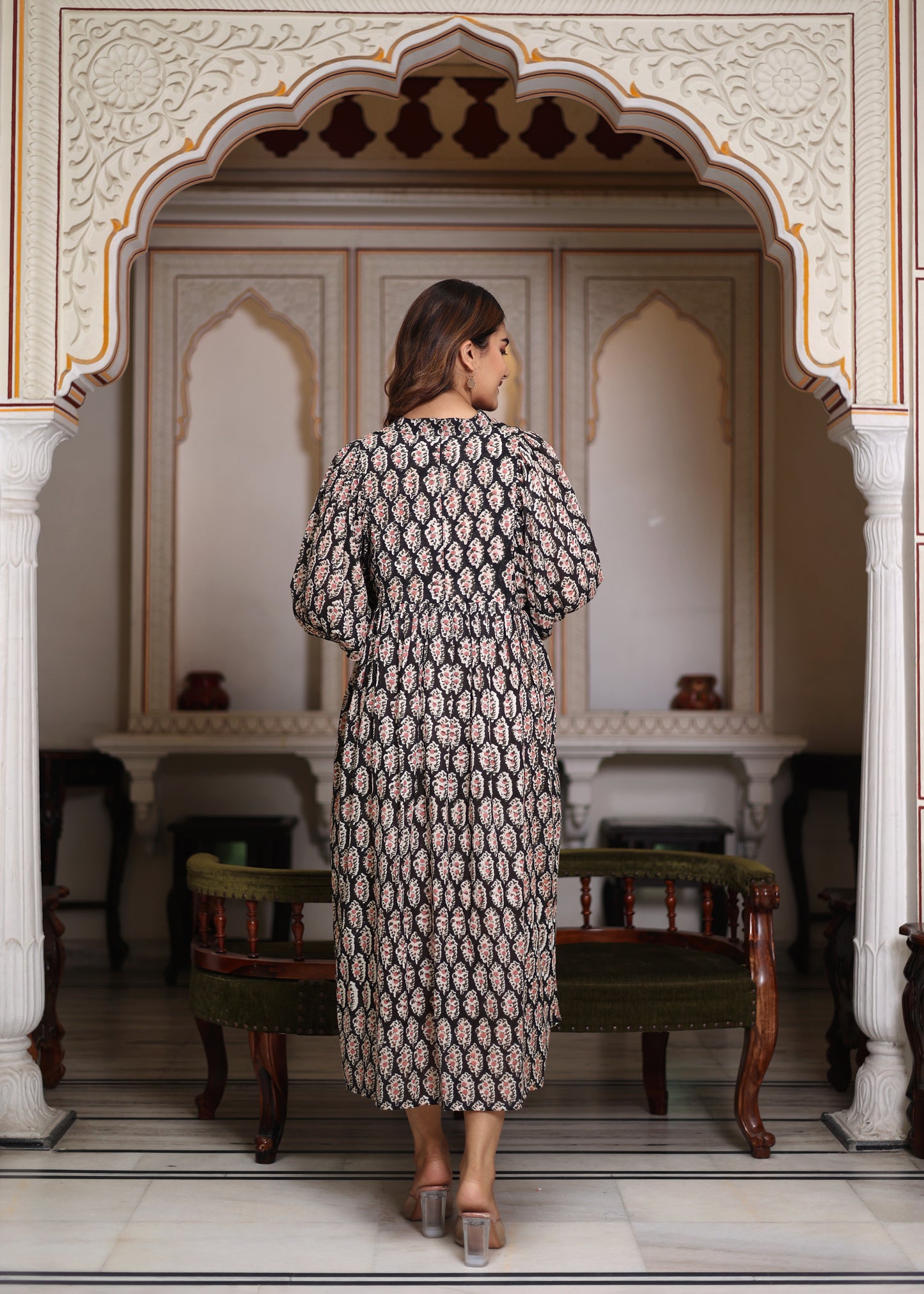 Hand Block Printed Mayra Midi Dress