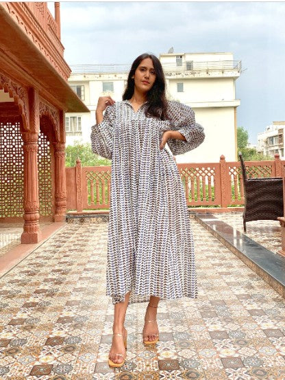 Beautiful Cotton Summer Handmade Carry Blue Midi Dress