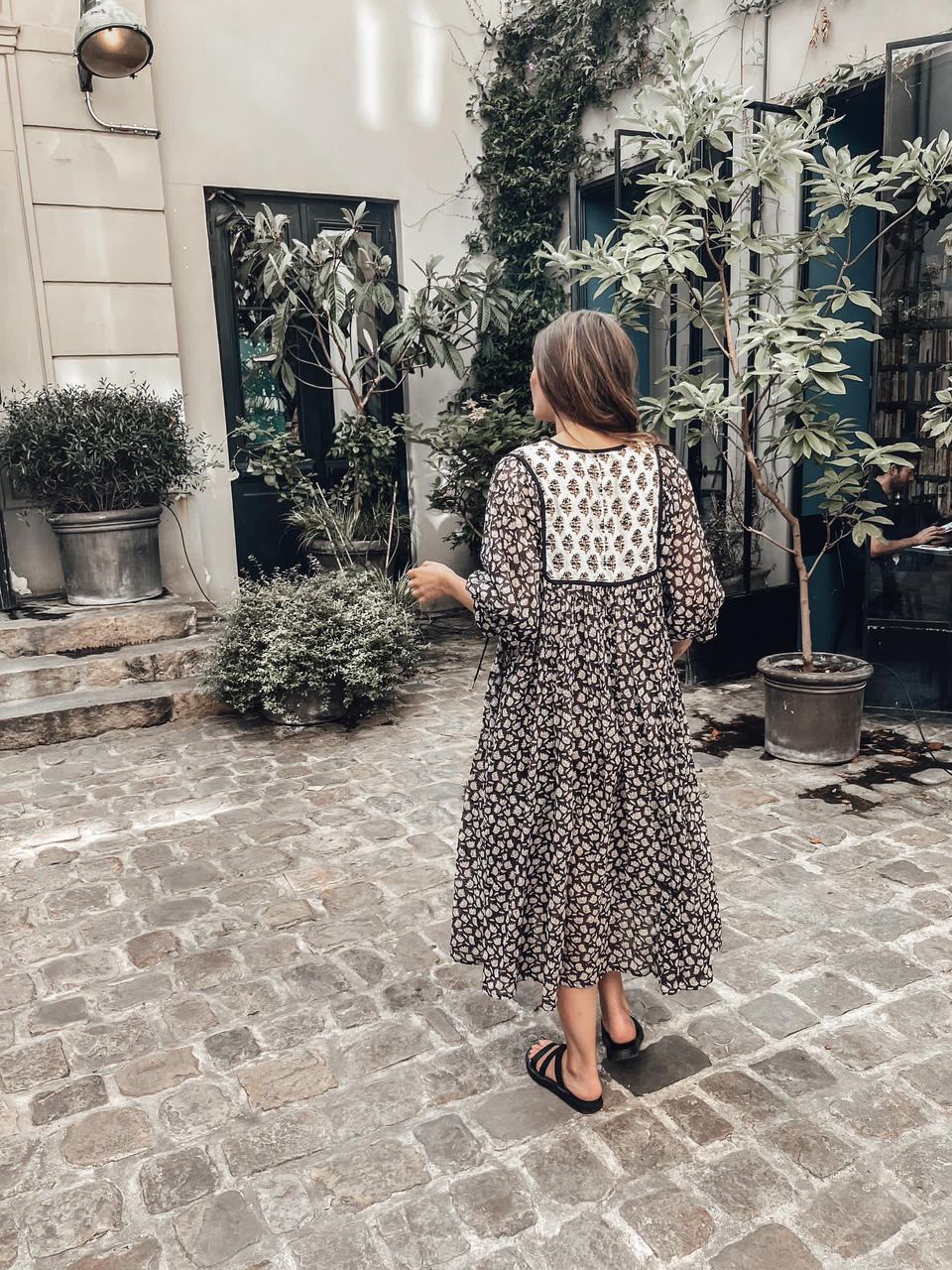 Hand Block Printed Hailey Midi Dress~ Orange