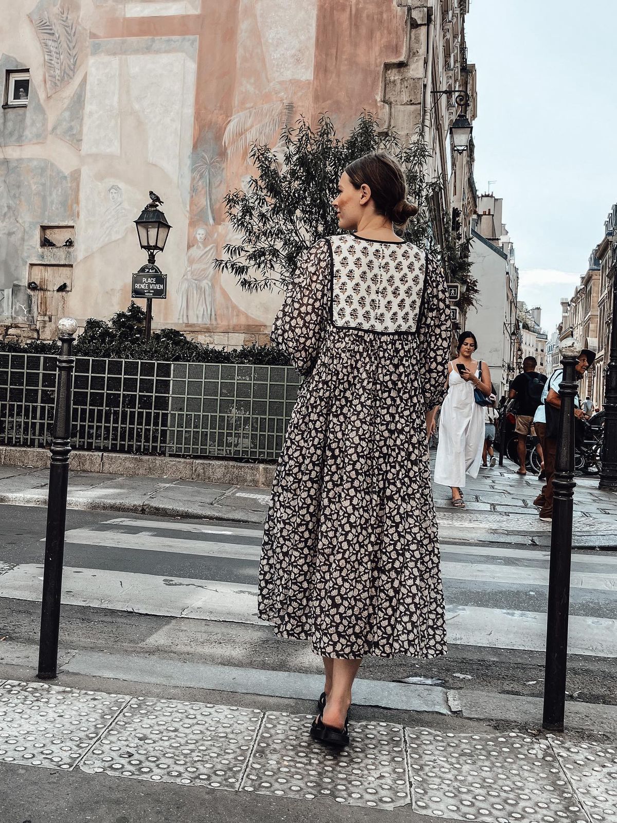 Hand Block Printed Hailey Midi Dress~ Orange