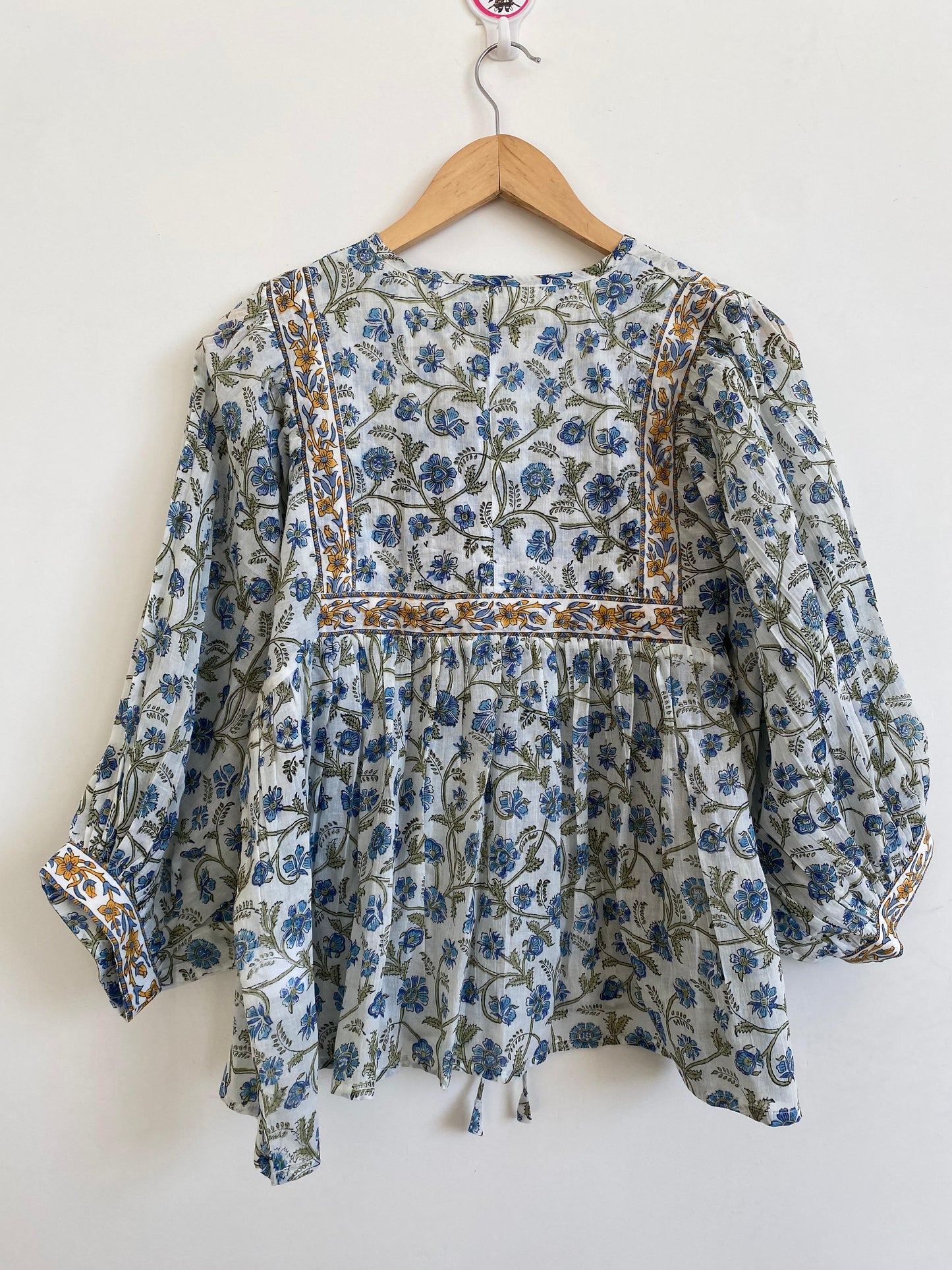 Hand Block printed Cotton Blue Tops