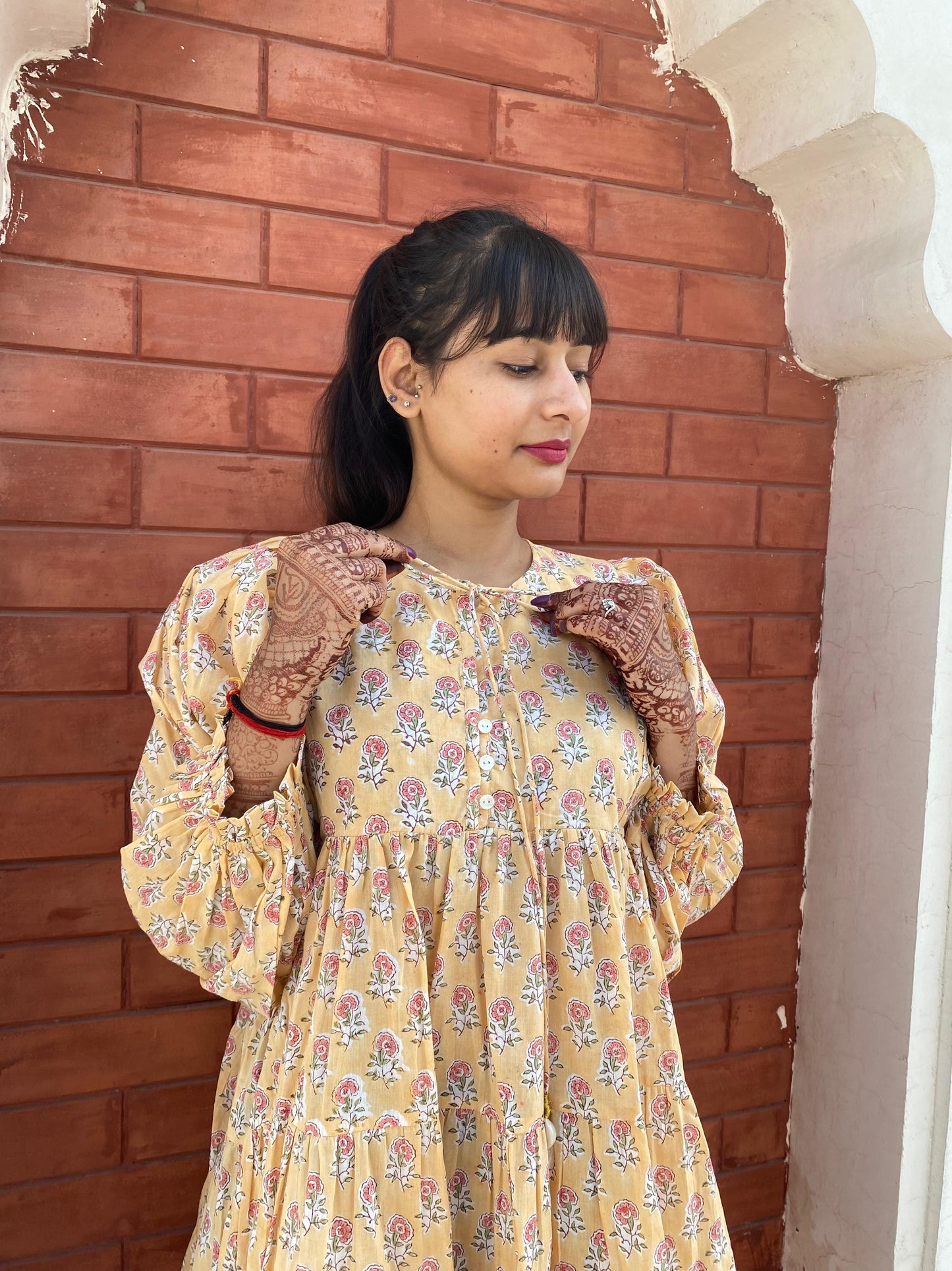 Beautiful Hand Block printed Cotton paisley Mini Dress