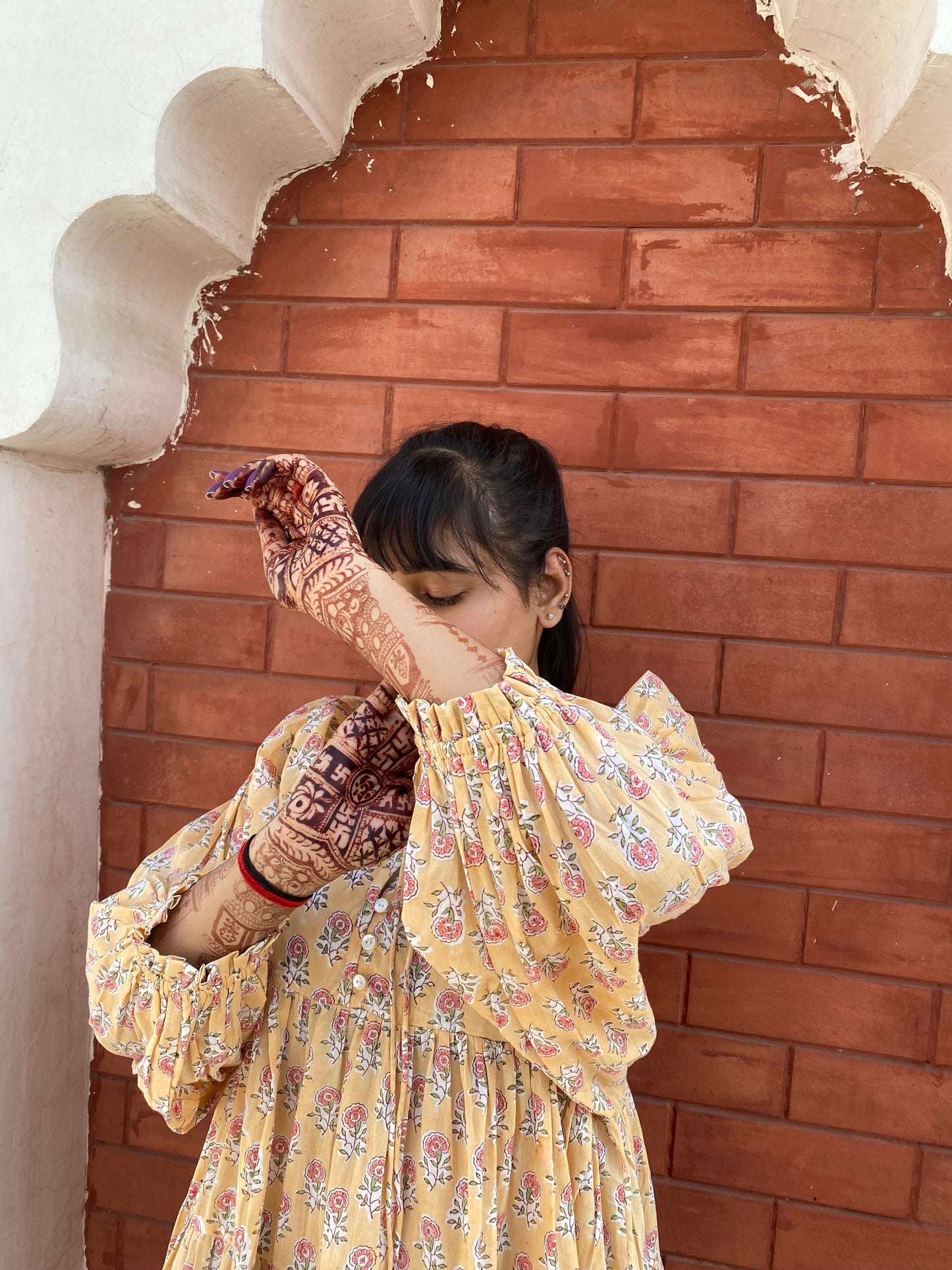 Beautiful Hand Block printed Cotton paisley Mini Dress