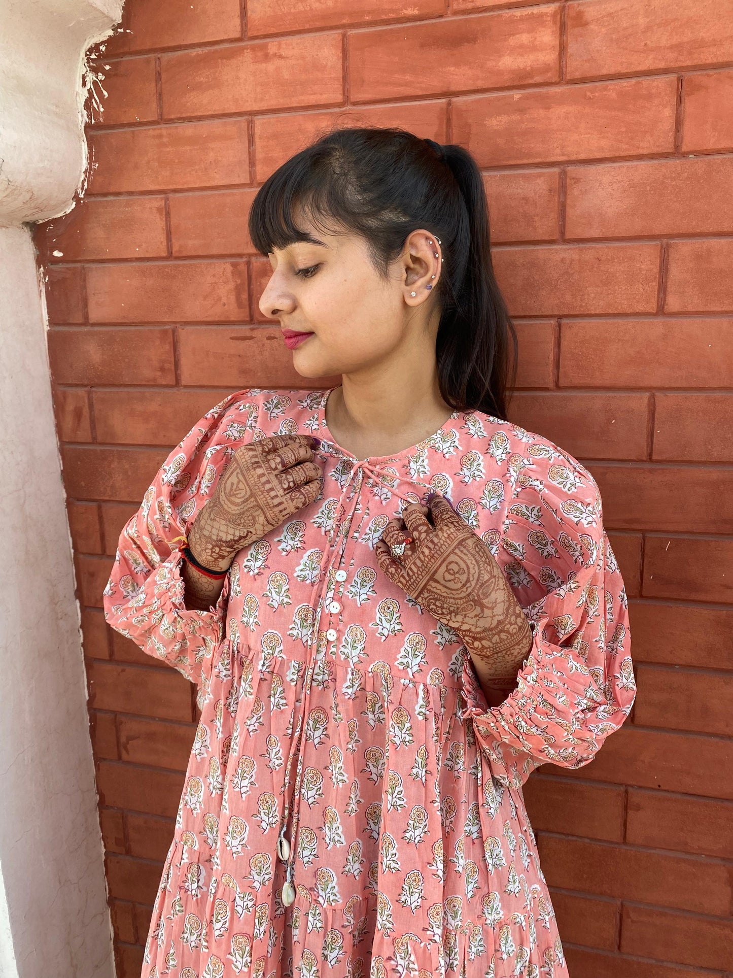 Beautiful Hand Block printed Cotton paisley Mini Dress