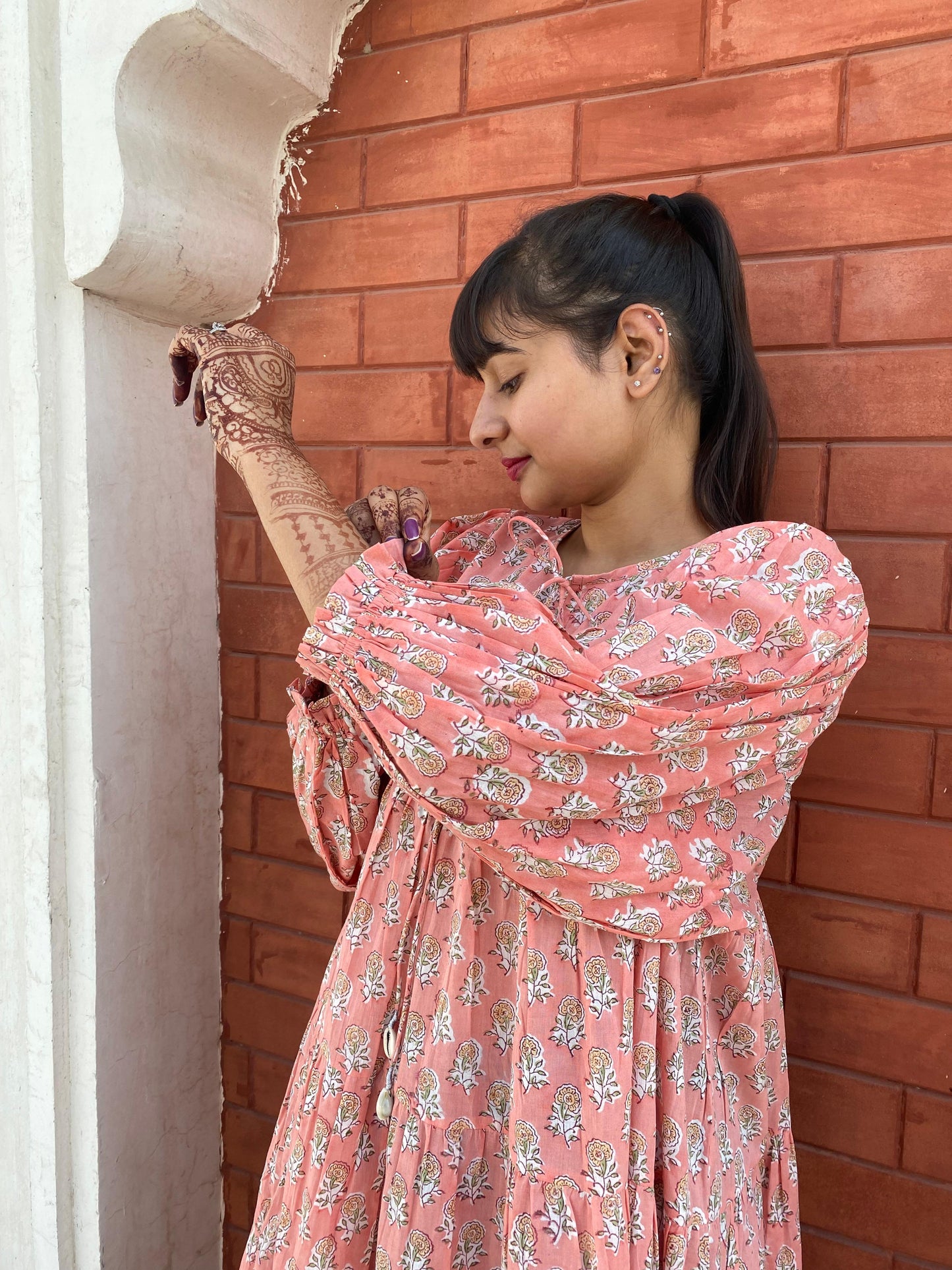 Beautiful Hand Block printed Cotton paisley Mini Dress