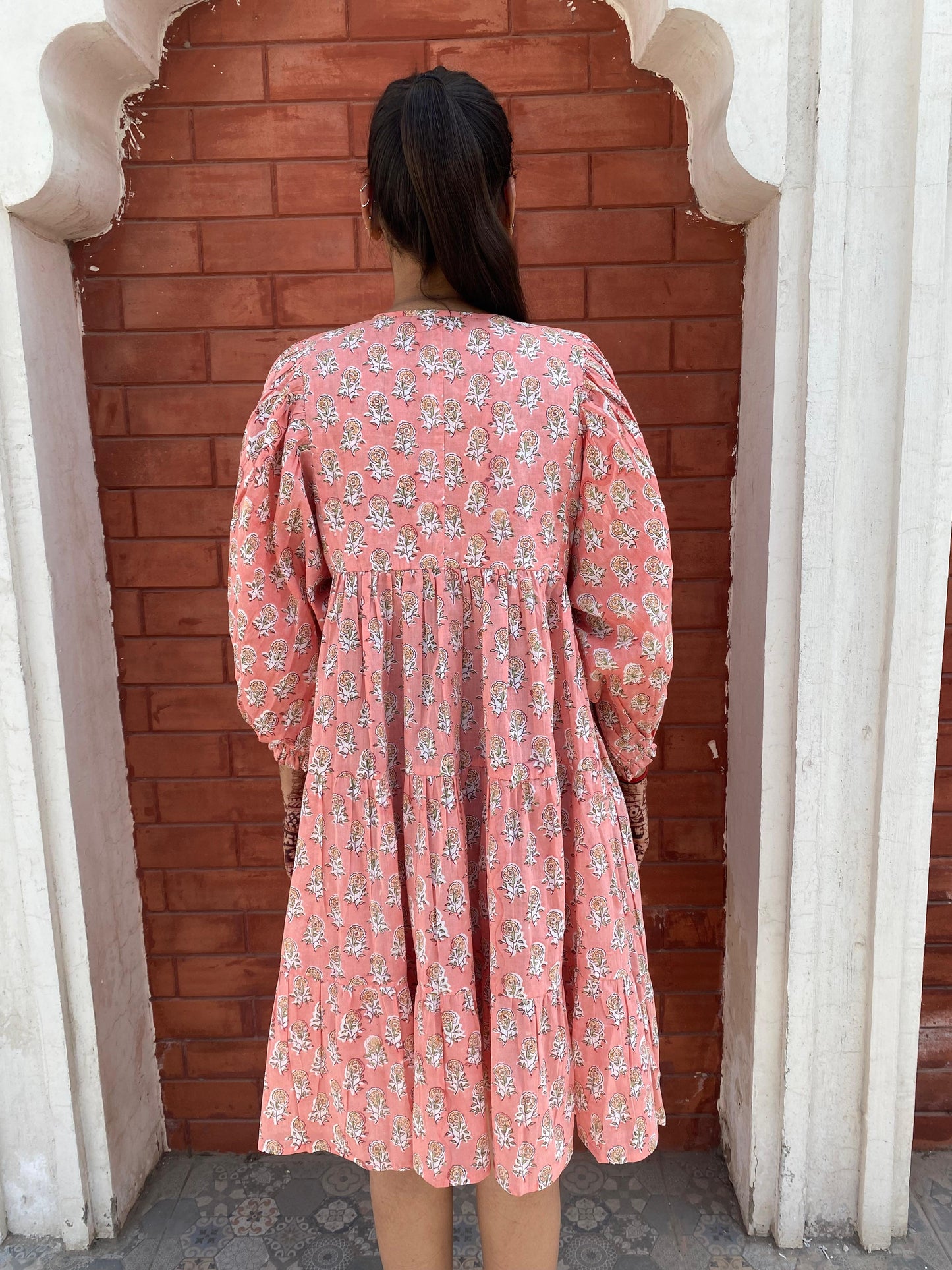 Beautiful Hand Block printed Cotton paisley Mini Dress