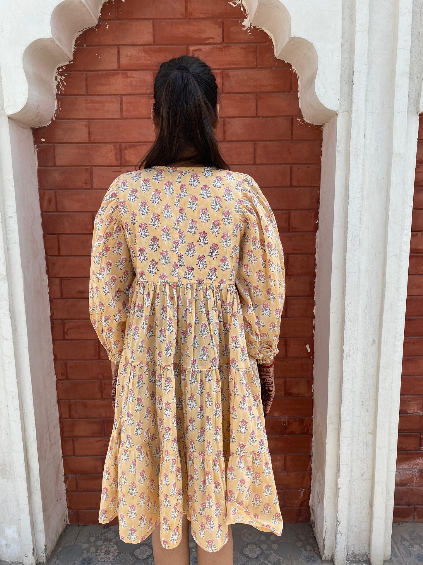 Beautiful Hand Block printed Cotton paisley Mini Dress