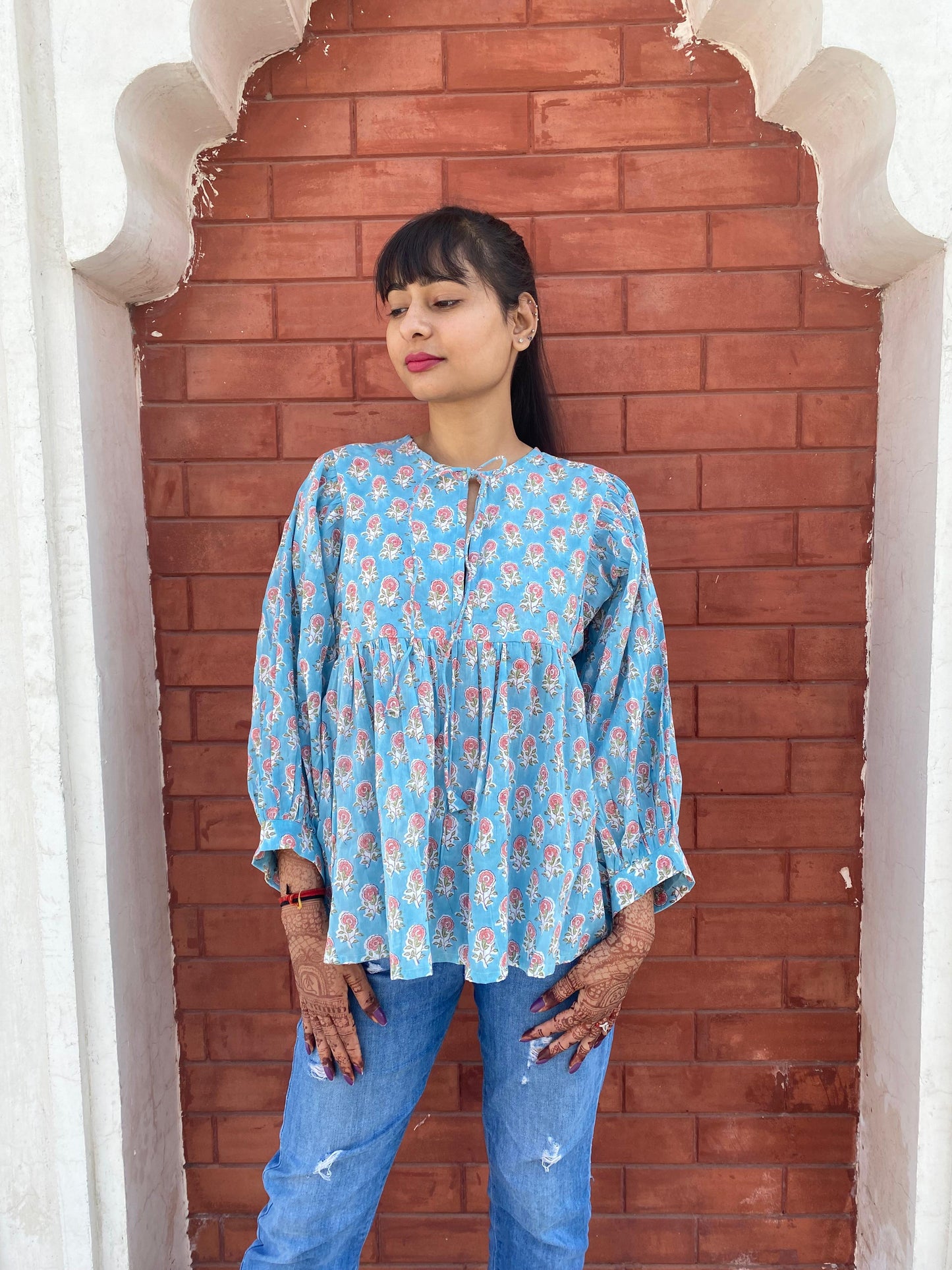 Hand Block printed Cotton paisley Tops