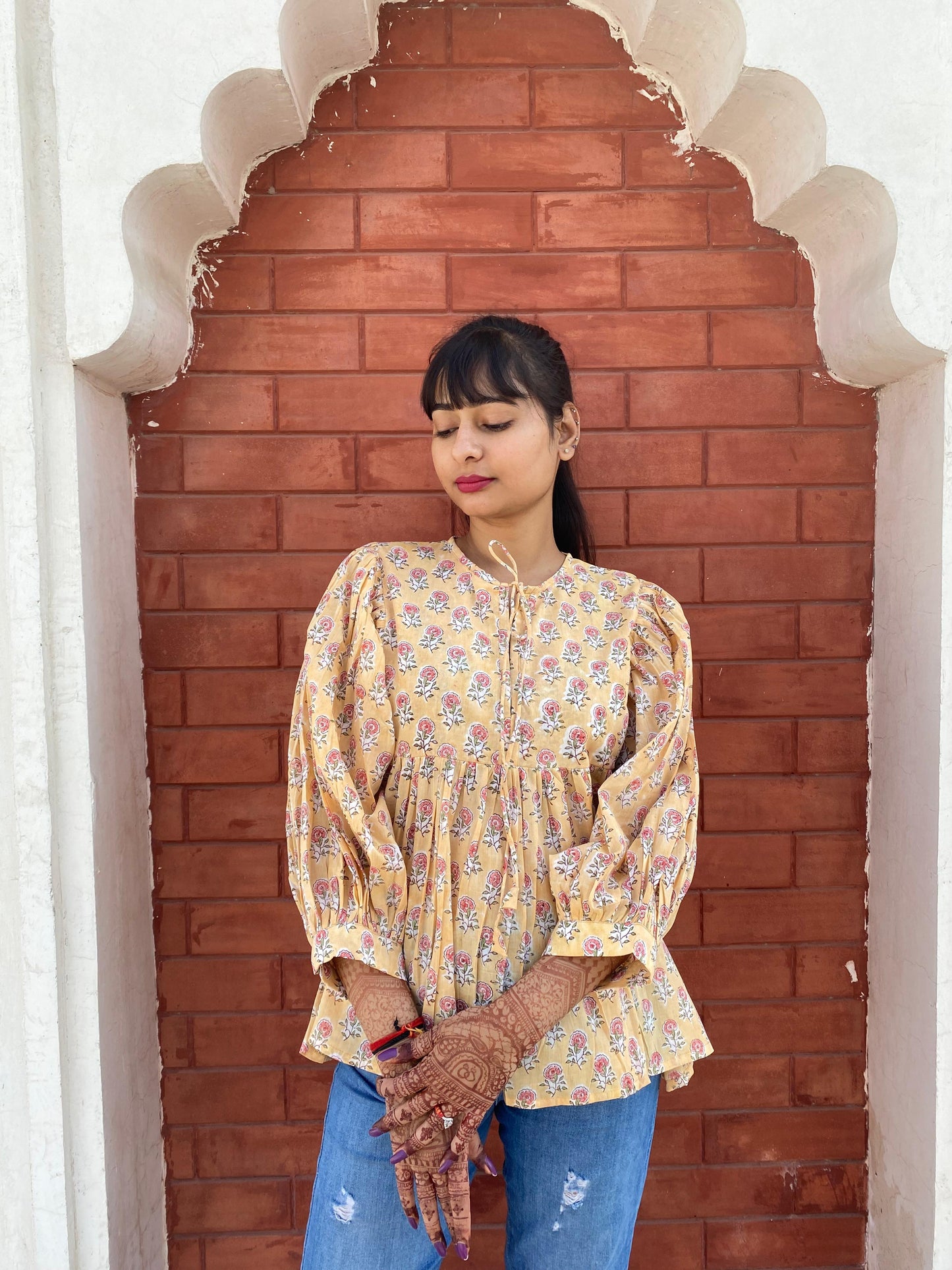 Hand Block printed Cotton paisley Tops