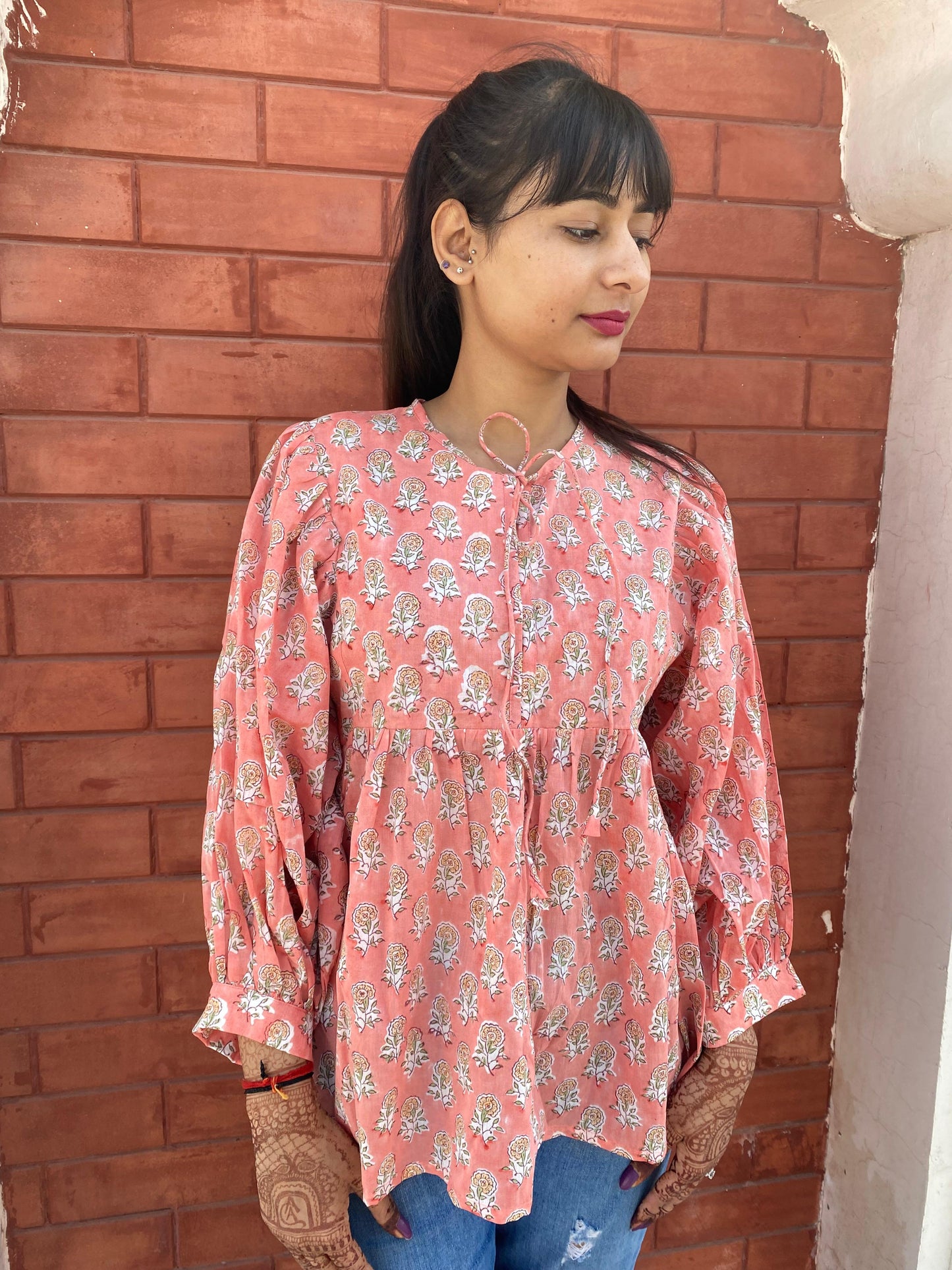 Hand Block printed Cotton paisley Tops