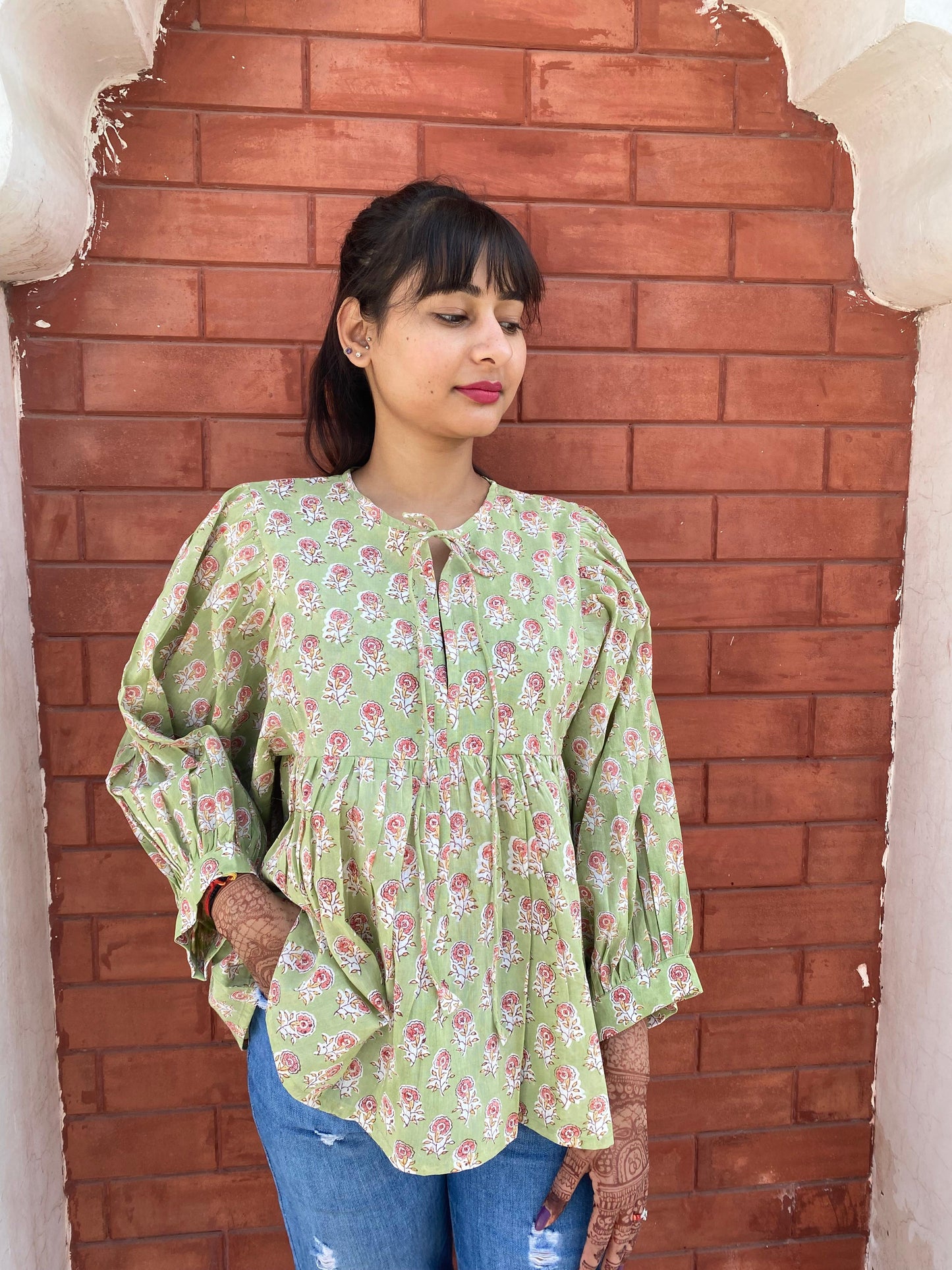 Hand Block printed Cotton paisley Tops
