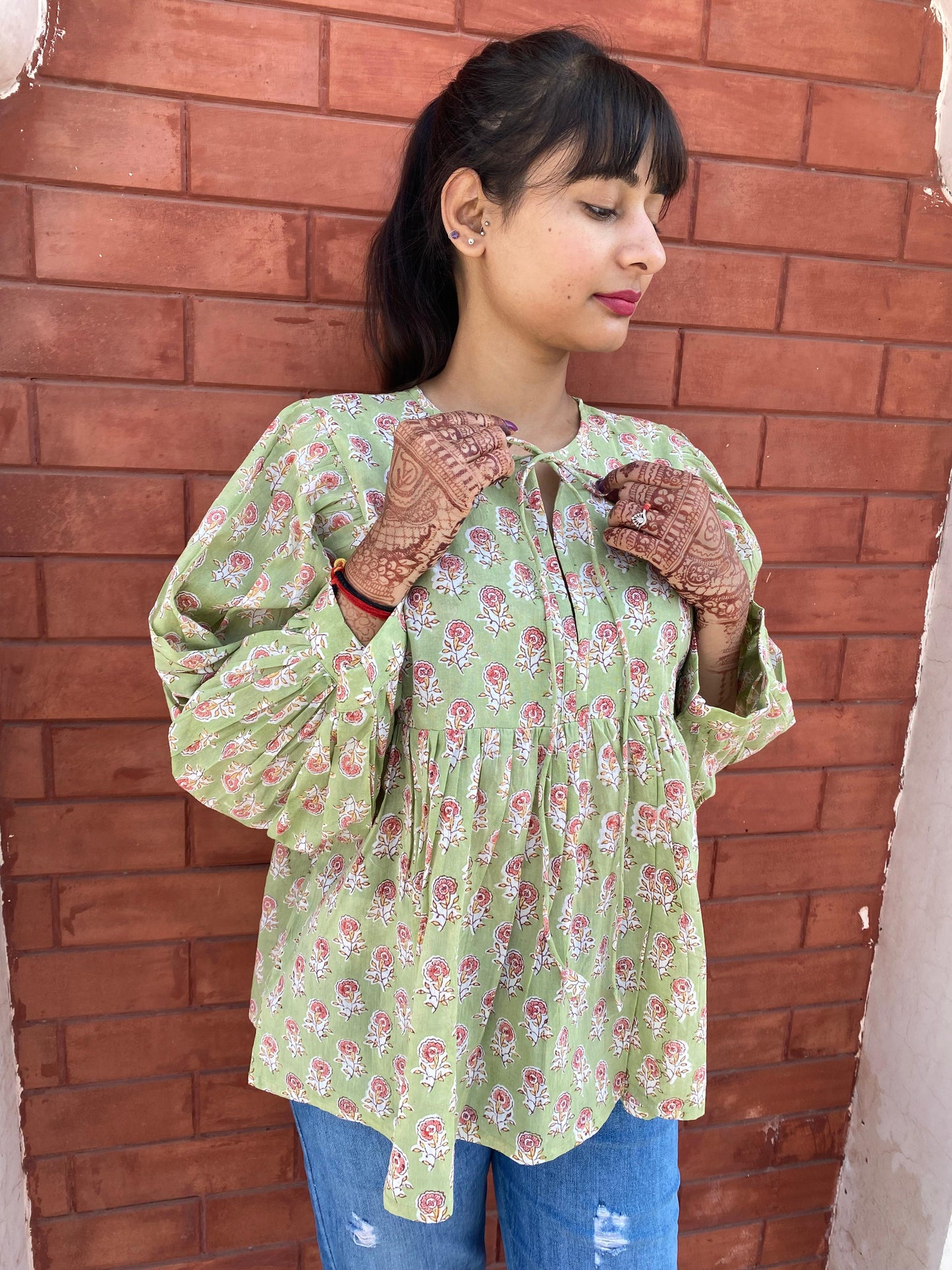 Hand Block printed Cotton paisley Tops