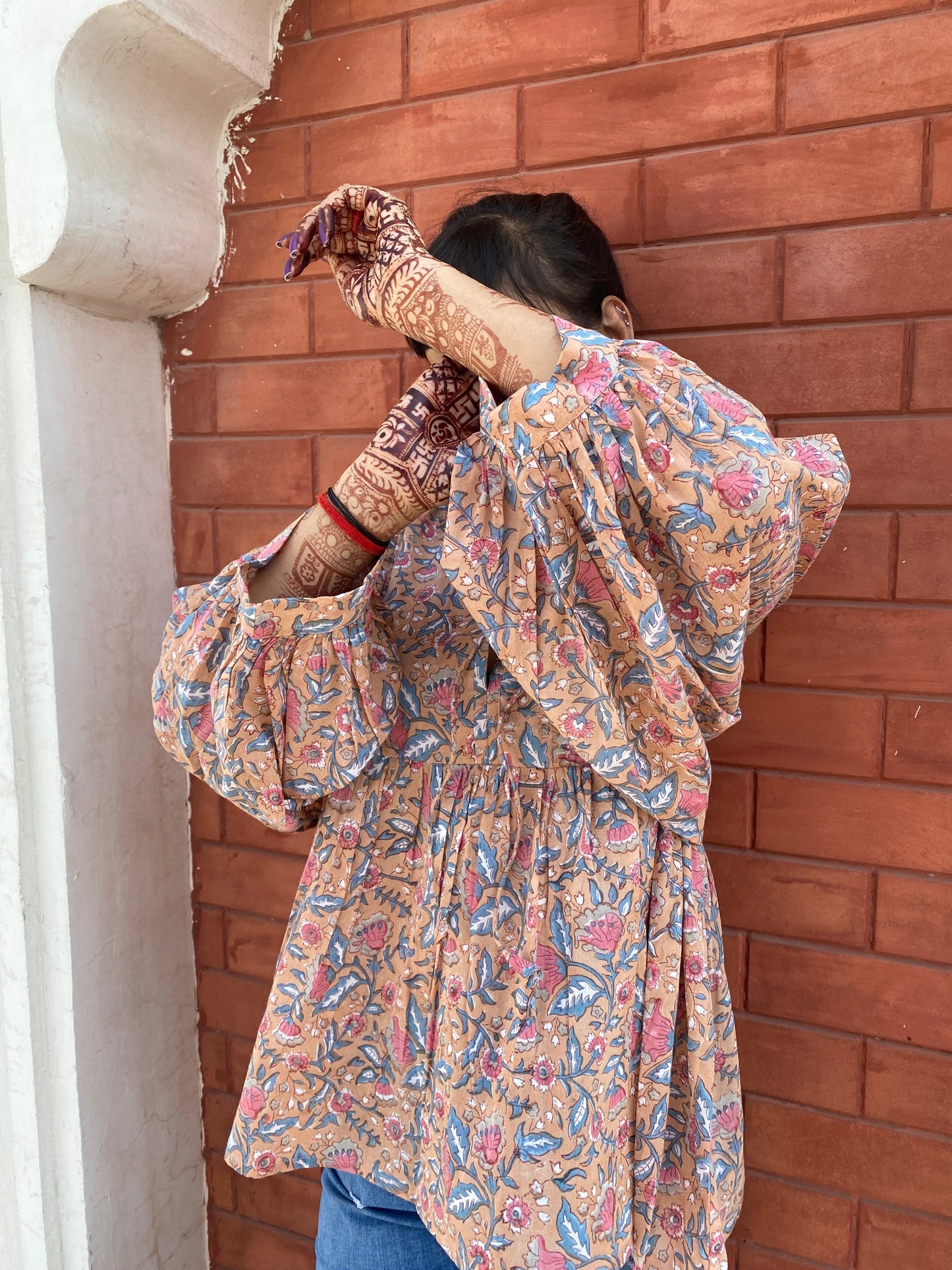Beautiful Hand Block printed Cotton Flower Top