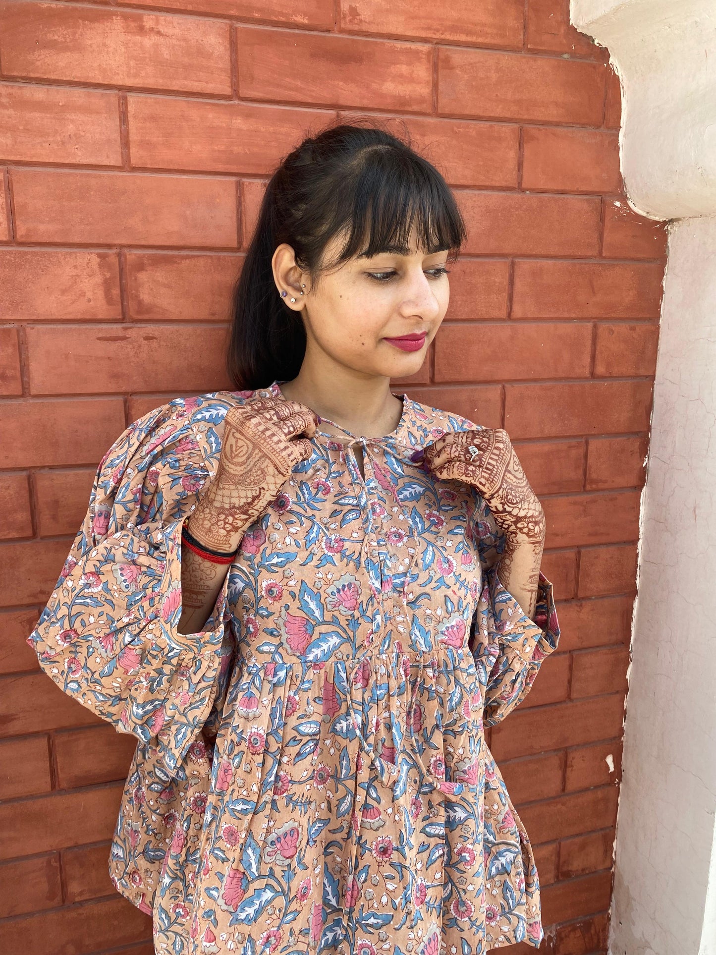 Beautiful Hand Block printed Cotton Flower Top