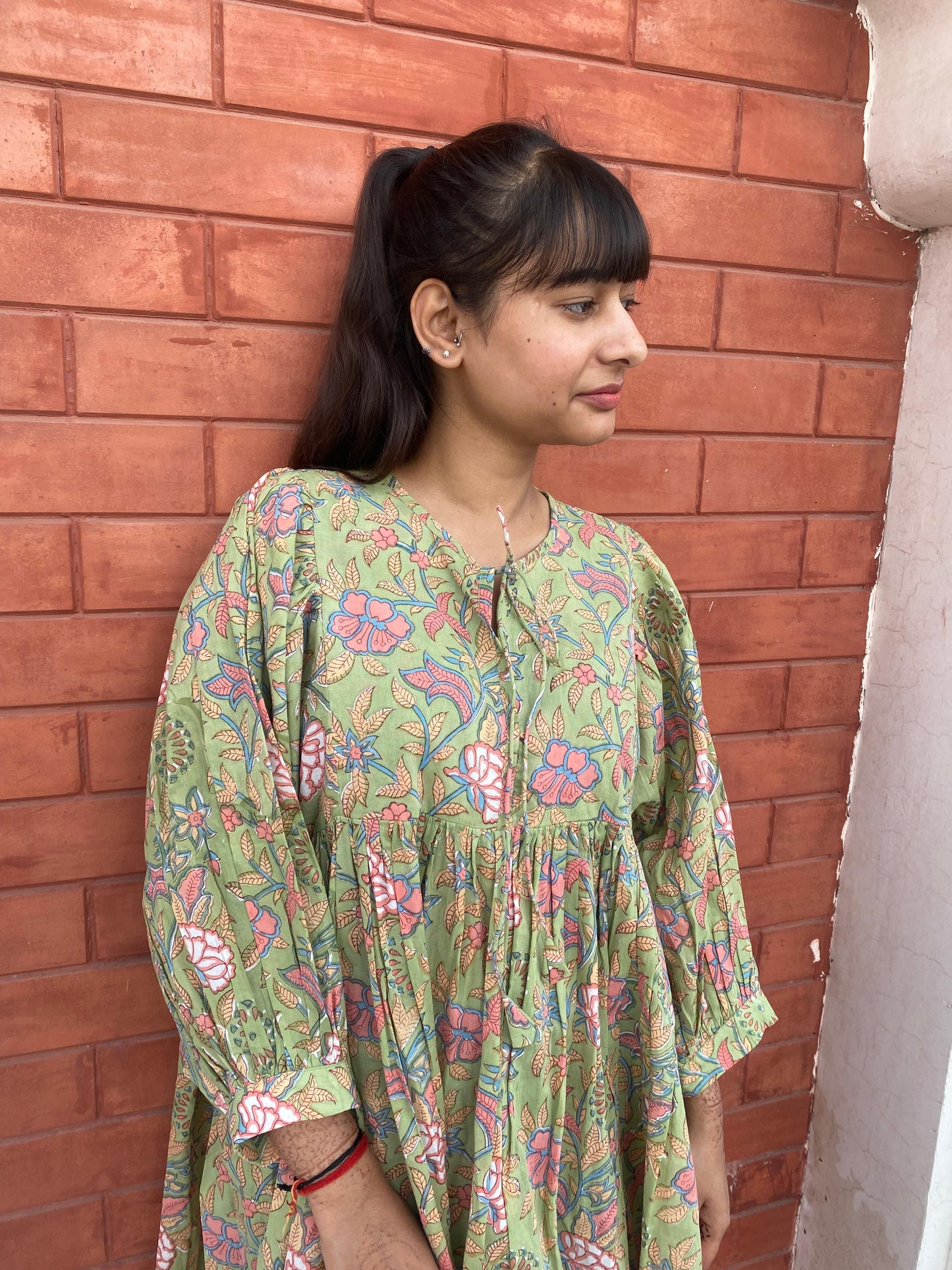 Beautiful Hand Block printed Cotton Floral Mini Dress