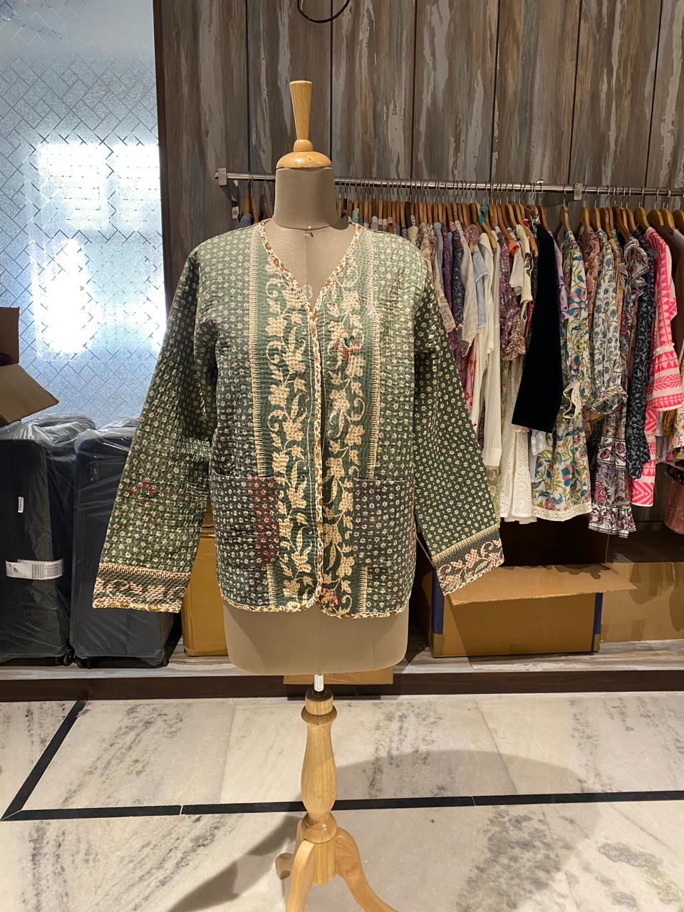 Handmade Vintage Jacket made from Unique Vintage Kantha Quilt Fabric - Perfect for the Fall Season. Each piece is one of a kind.