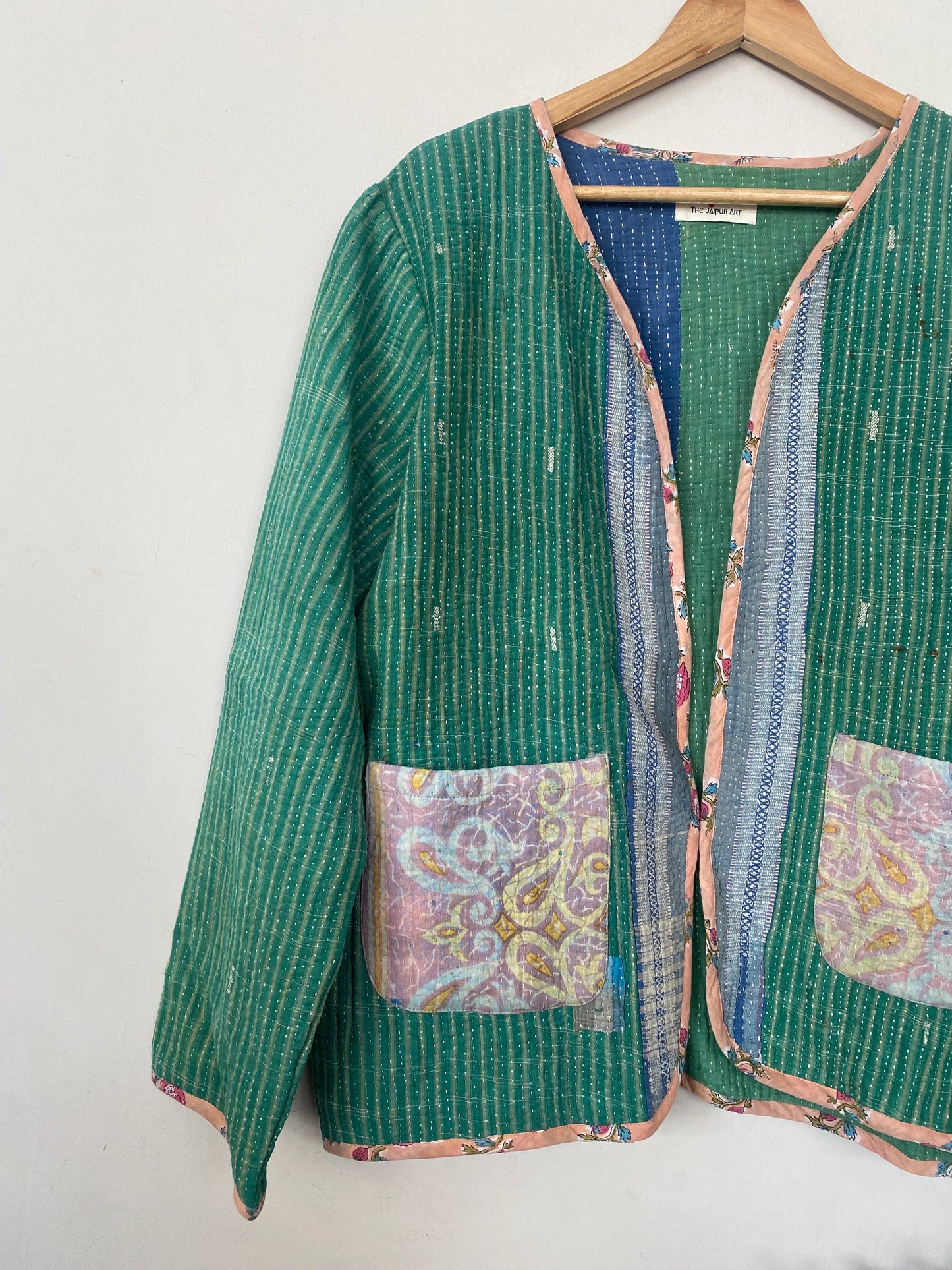 Handmade Vintage Jacket made from Unique Vintage Kantha Quilt Fabric - Perfect for the Fall Season. Each piece is one of a kind.