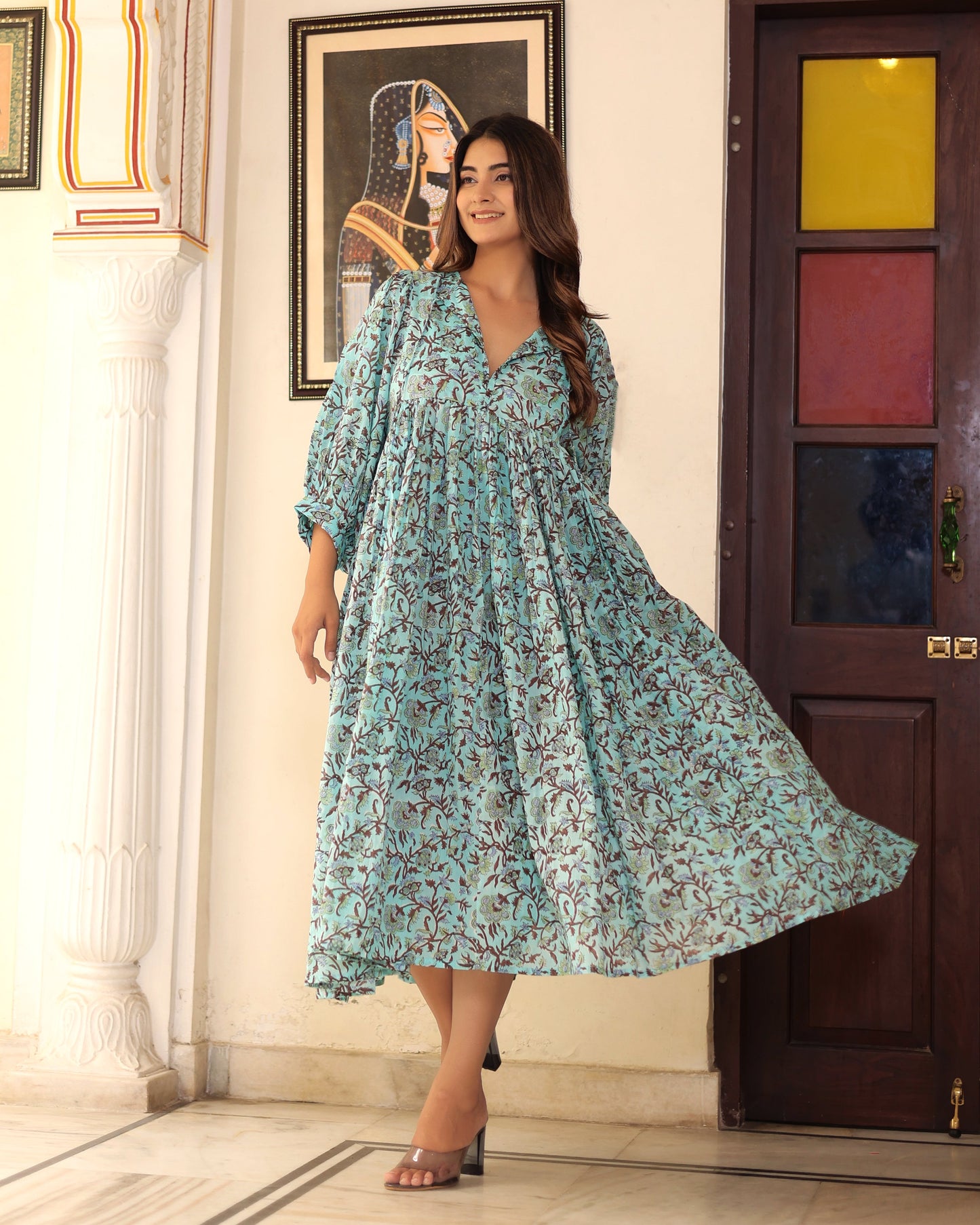 Emilie Midi~Turquoise Blue Dress