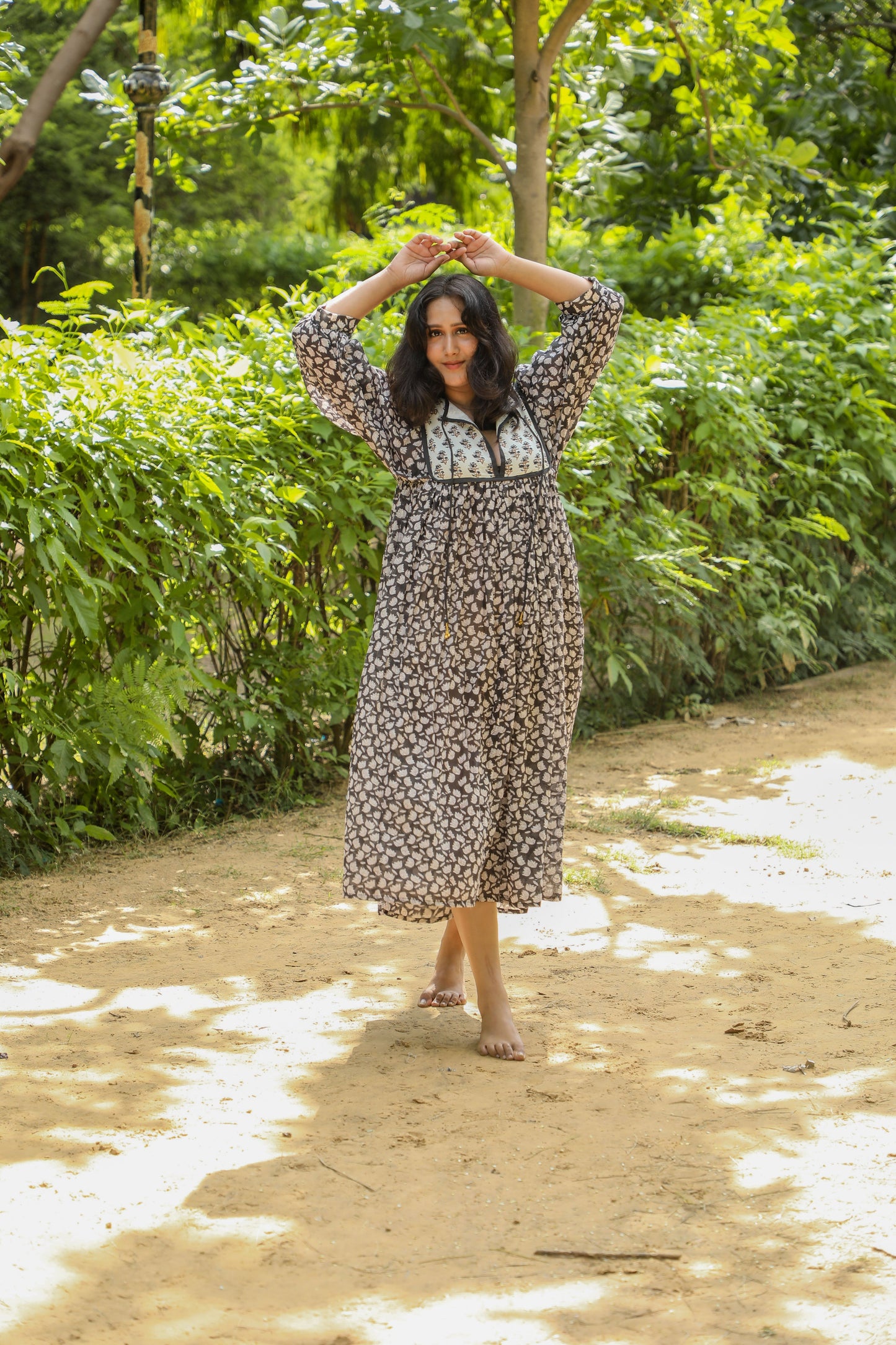Hand Block Printed Hailey Midi ~Cola