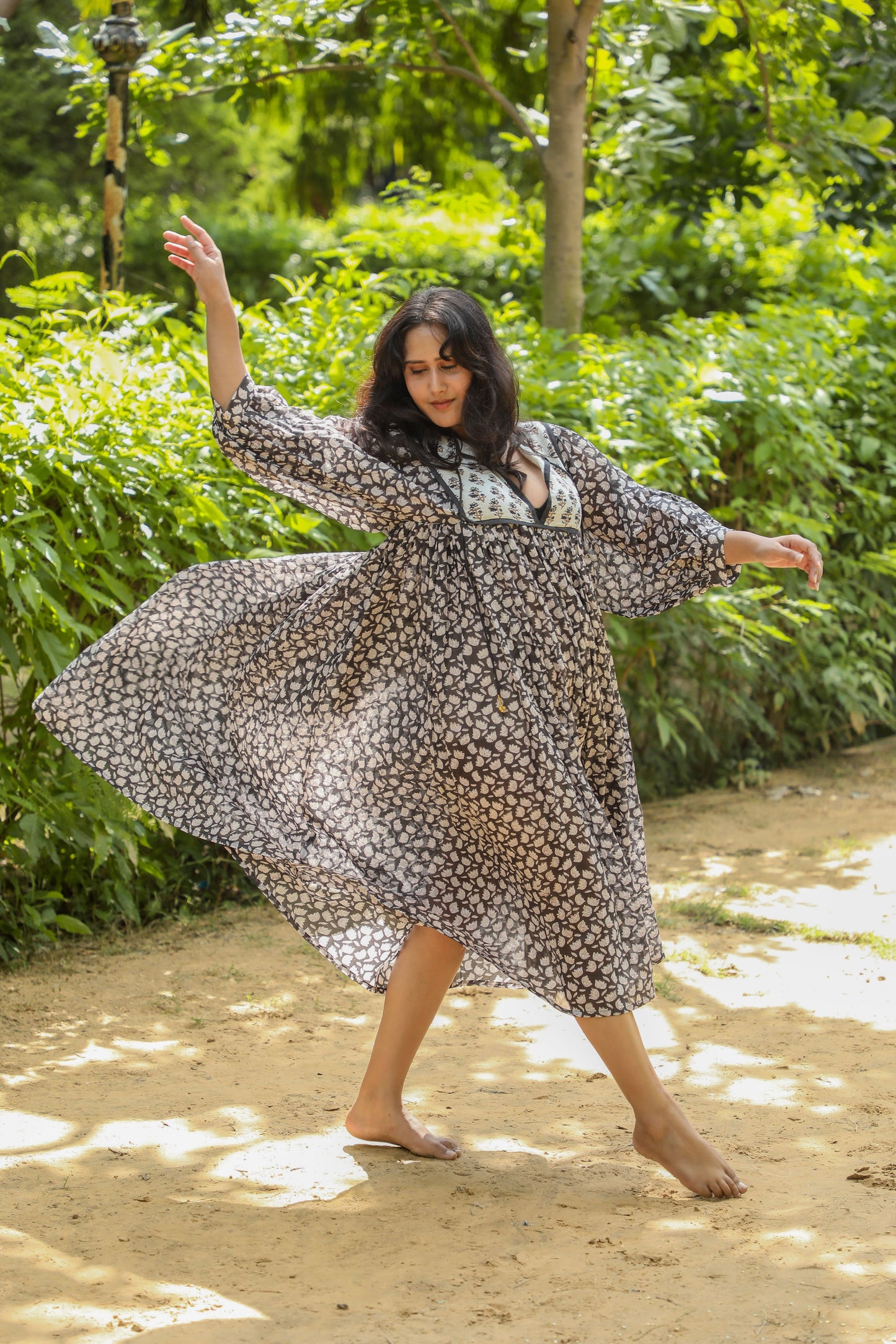 Hand Block Printed Hailey Midi ~Cola